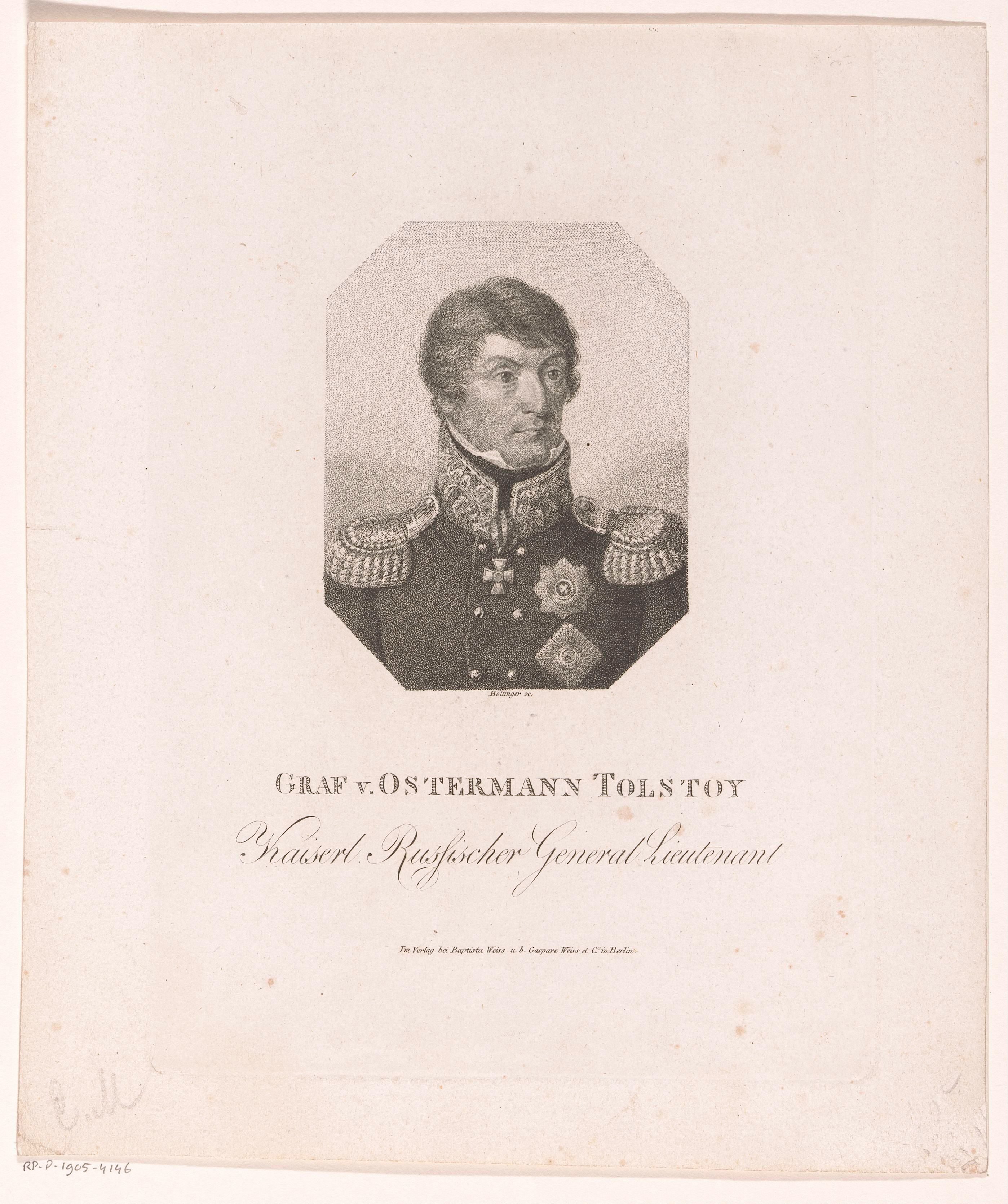 Portret van Aleksandr Iwanowitsch, graaf Ostermann-Tolstoj