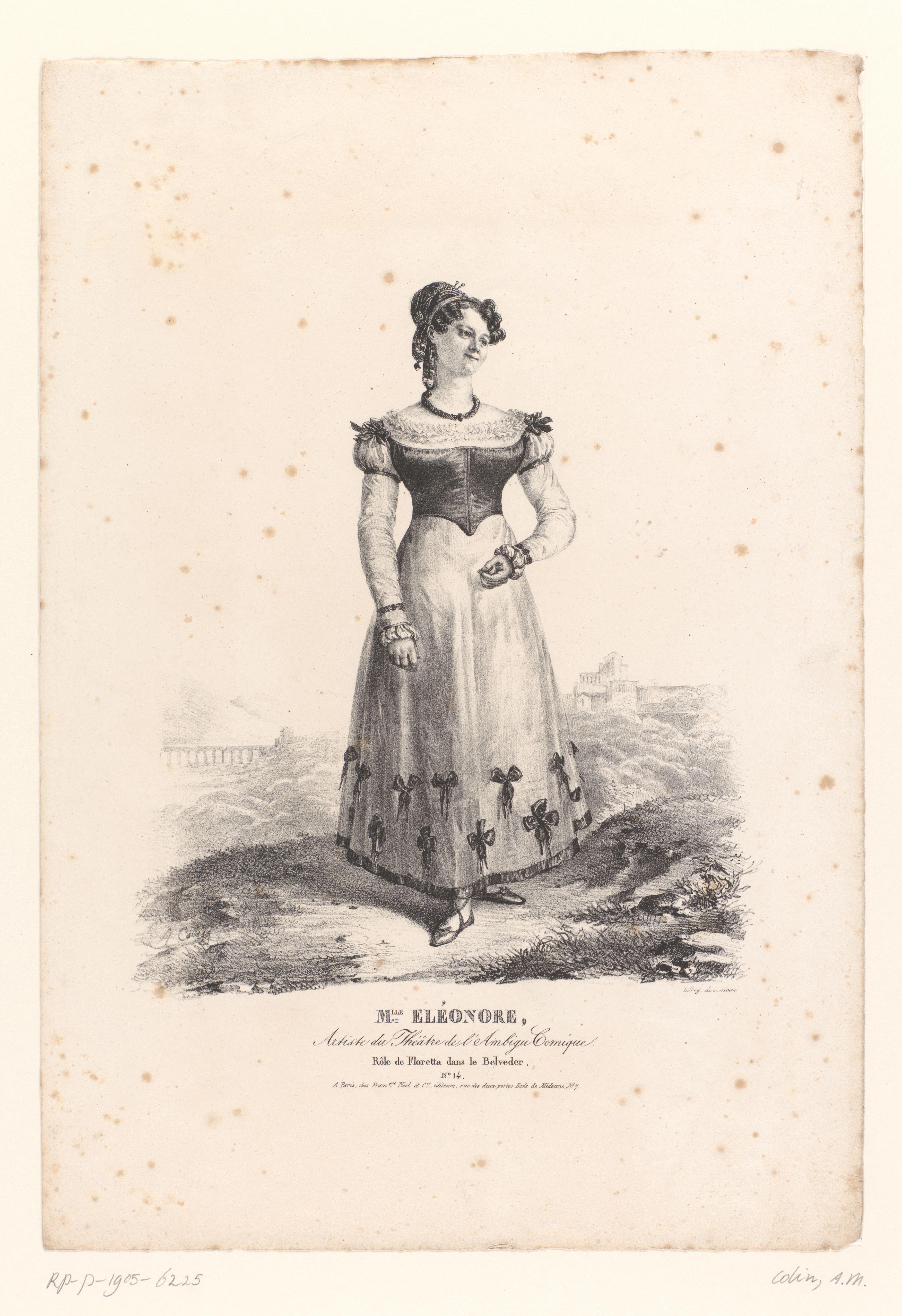 Portret van mademoiselle Eléonore als Floretta in het melodrama Le Belvédère