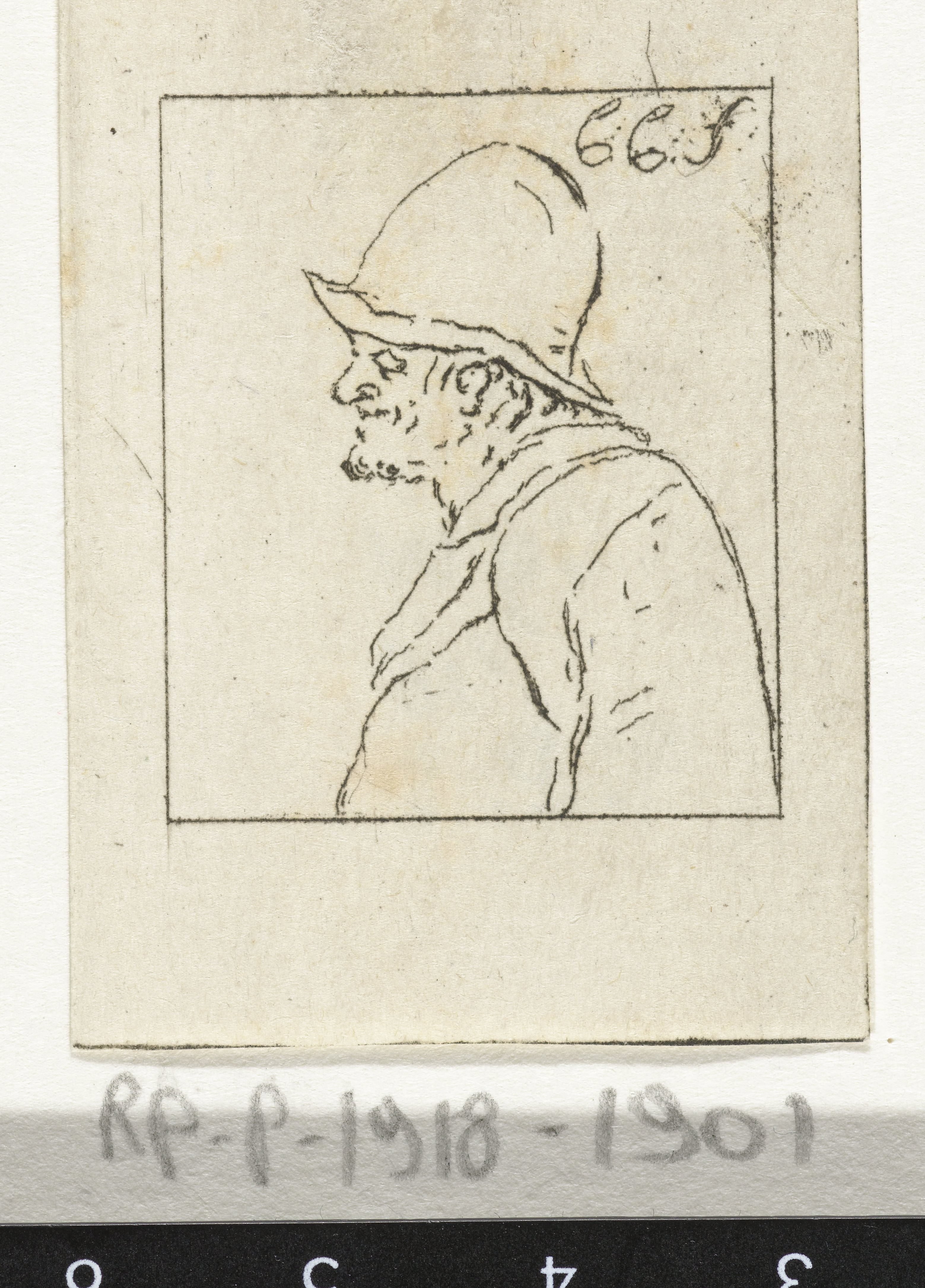 Buste van een oude visser