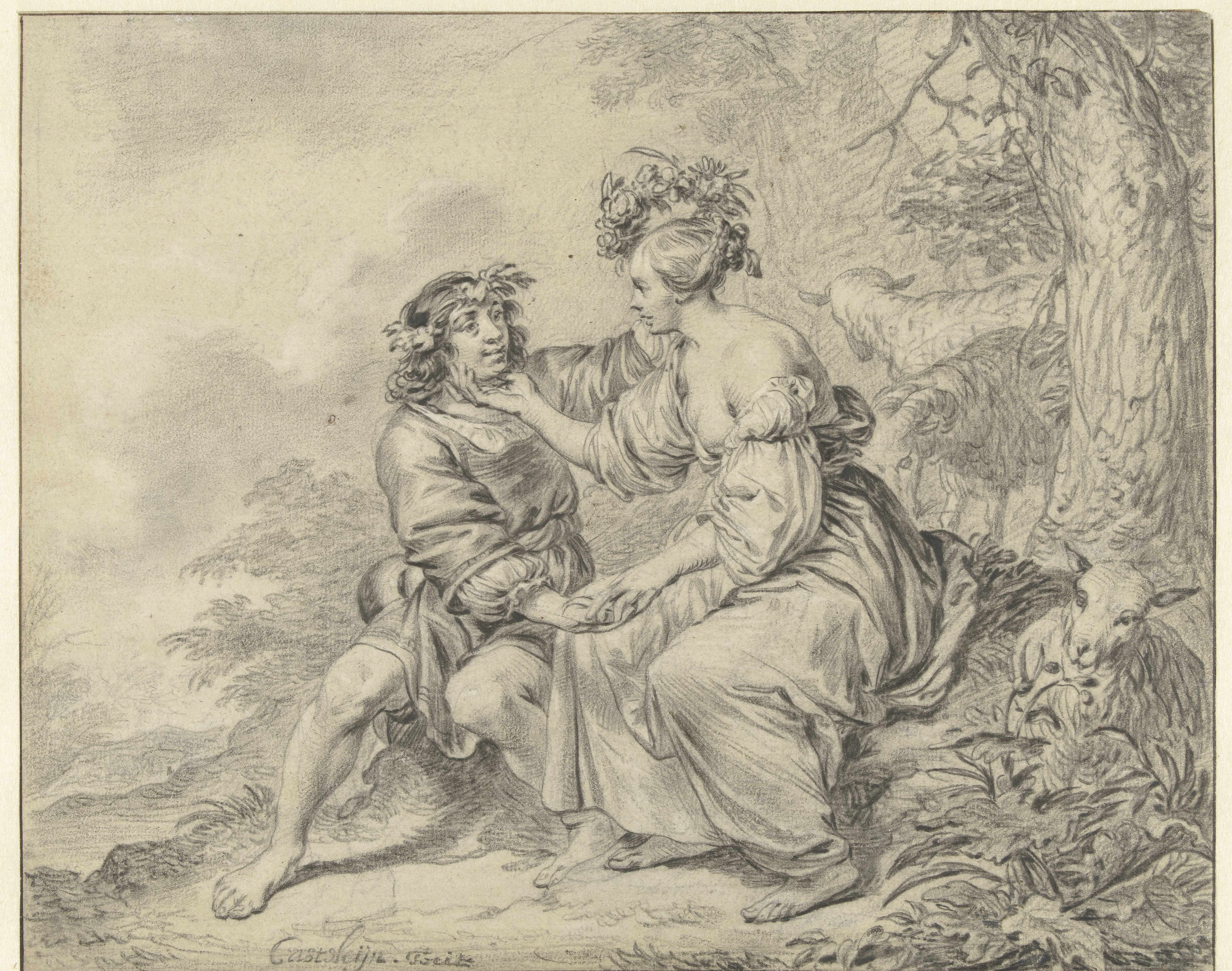Shepherd and Shepherdess Seated in a Landscape