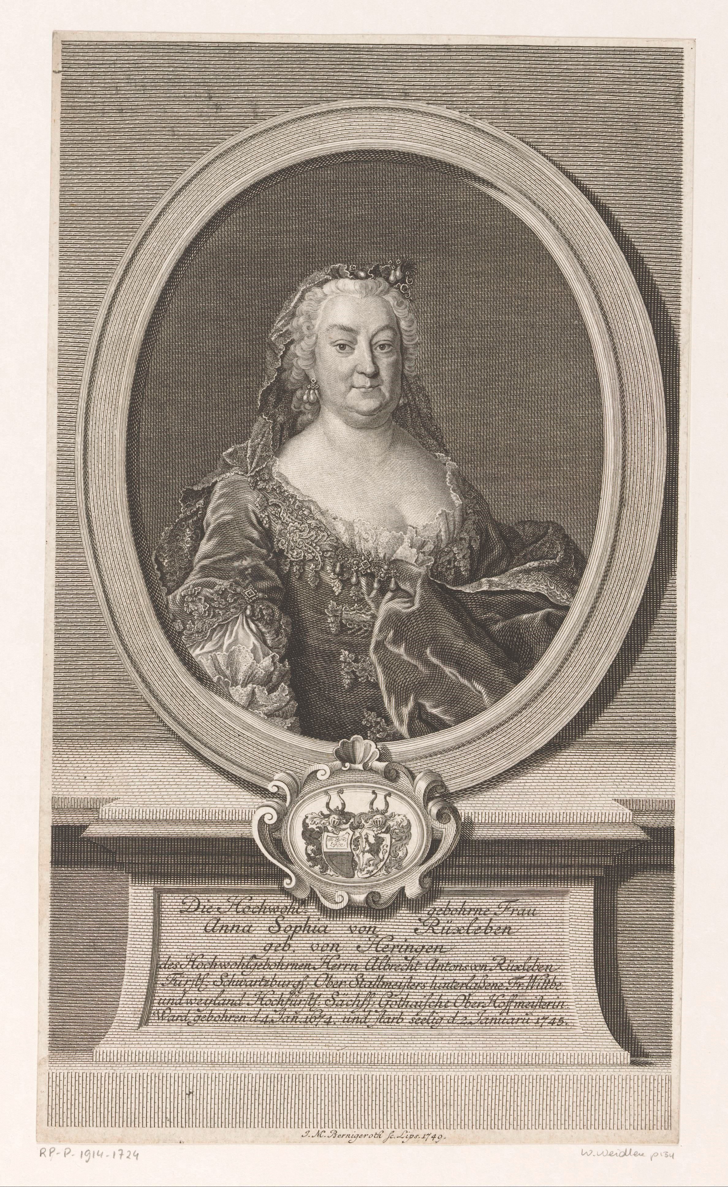 Portret van Anna Sophia von Rüxleben