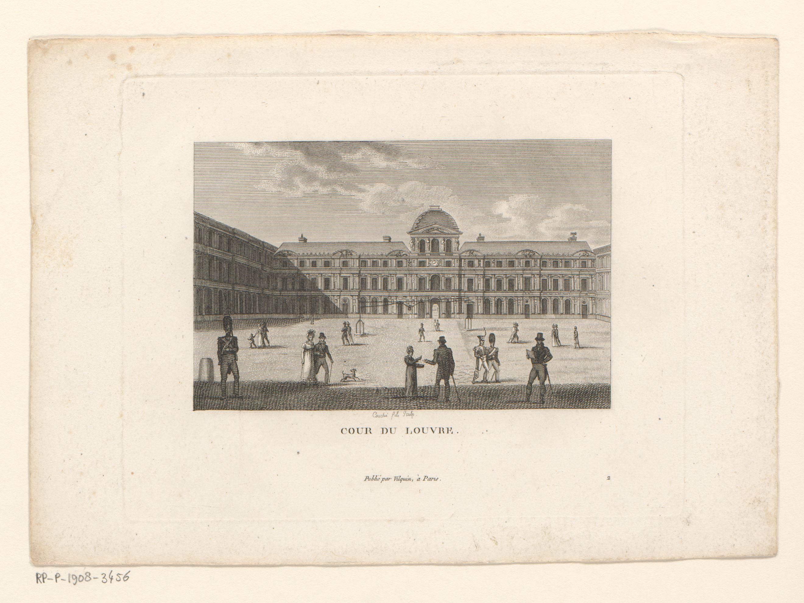 Gezicht op het Cour Carrée van het Palais du Louvre te Parijs