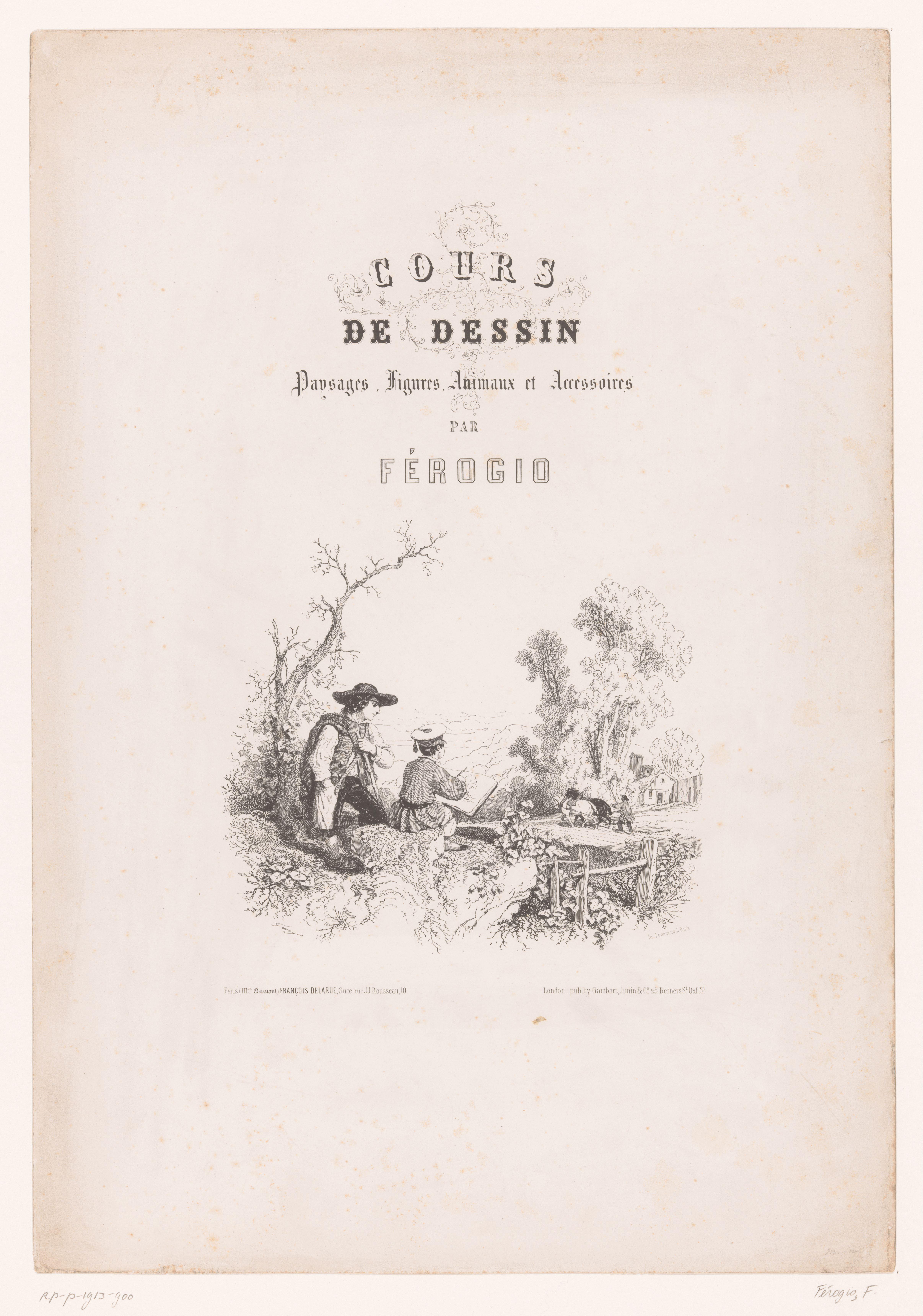 Titelprent voor: Tekencursus met studies van landschappen, dieren en details