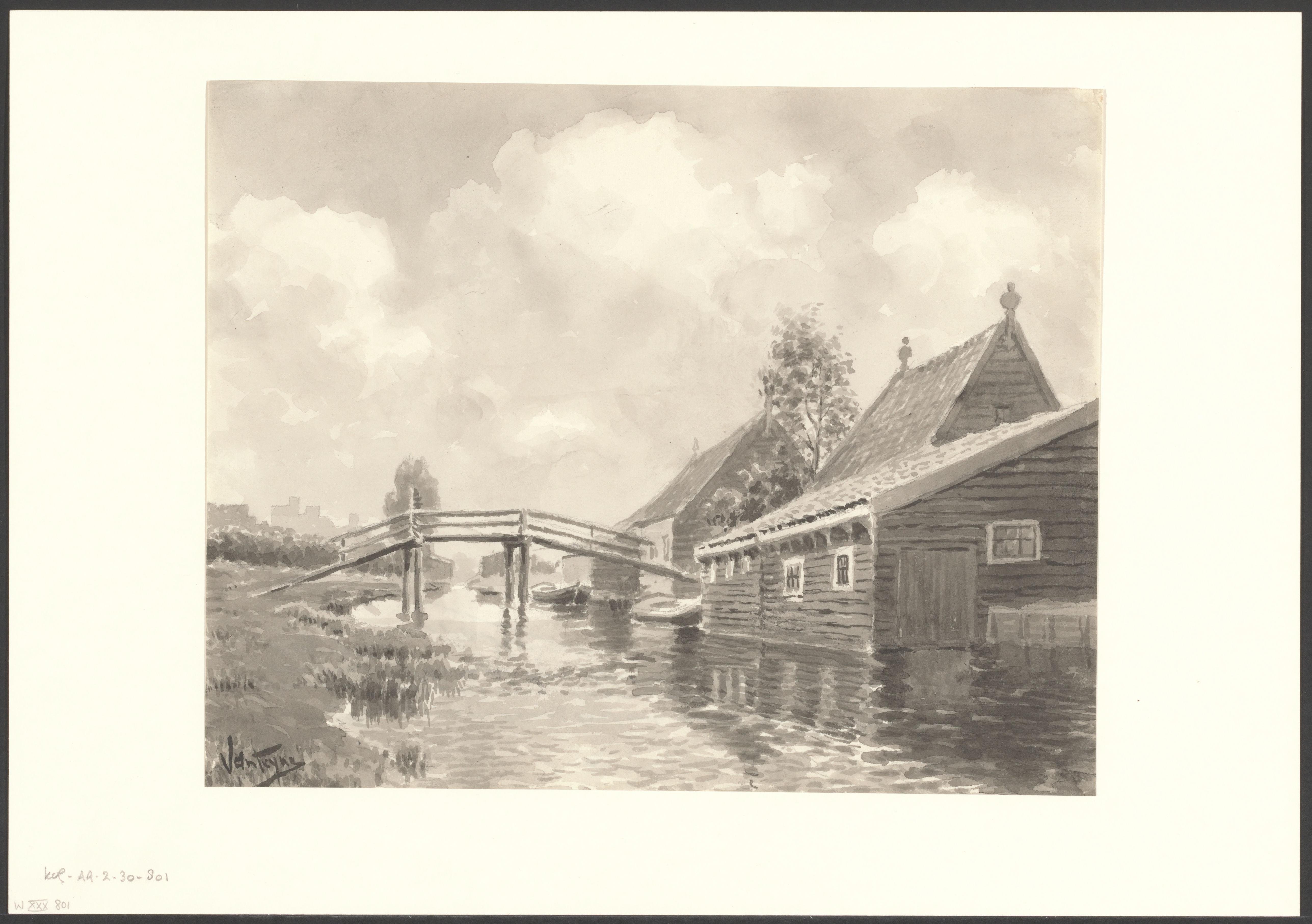 Gezicht op een brug over de Postjeswetering