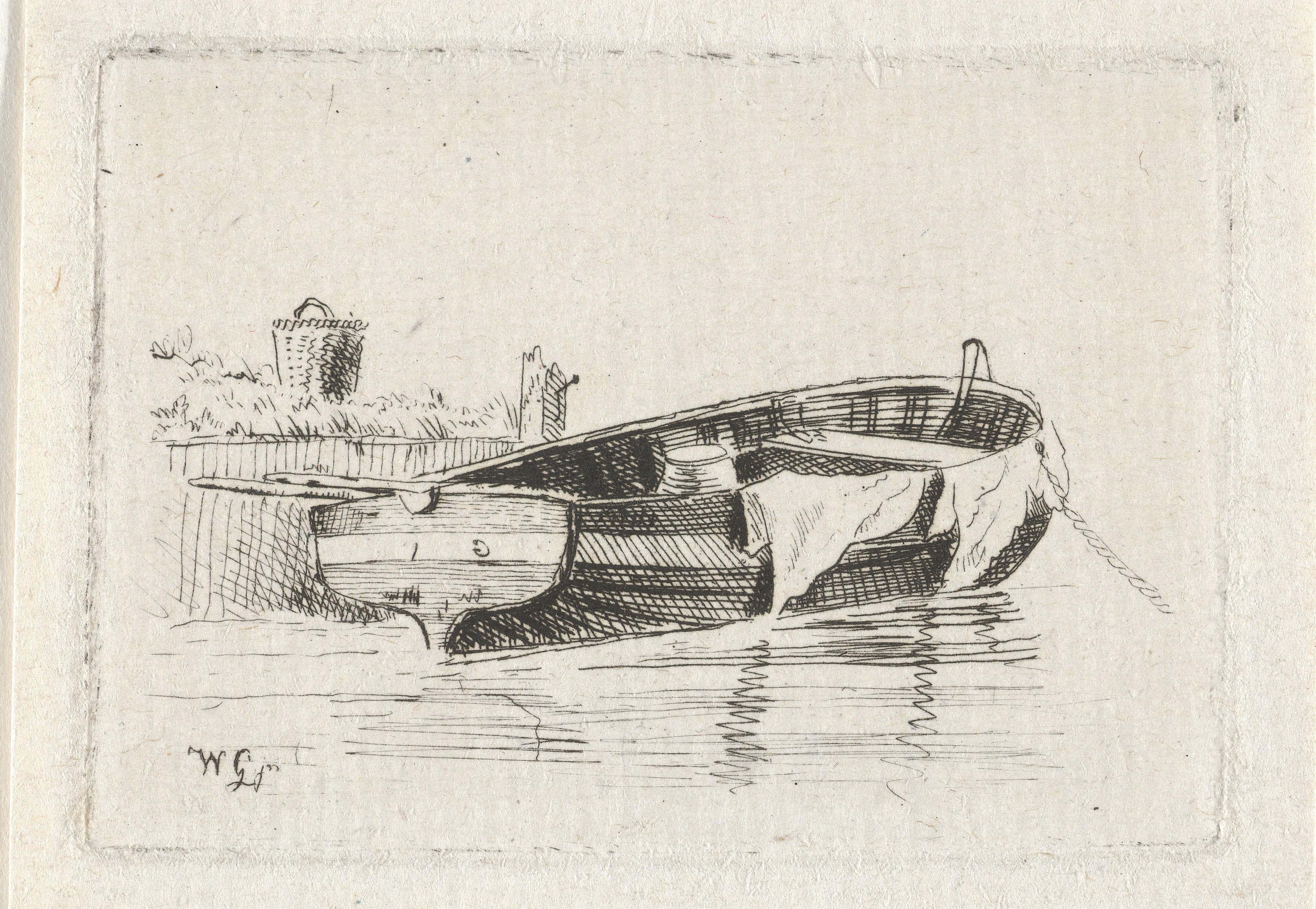 Aangemeerde roeiboot