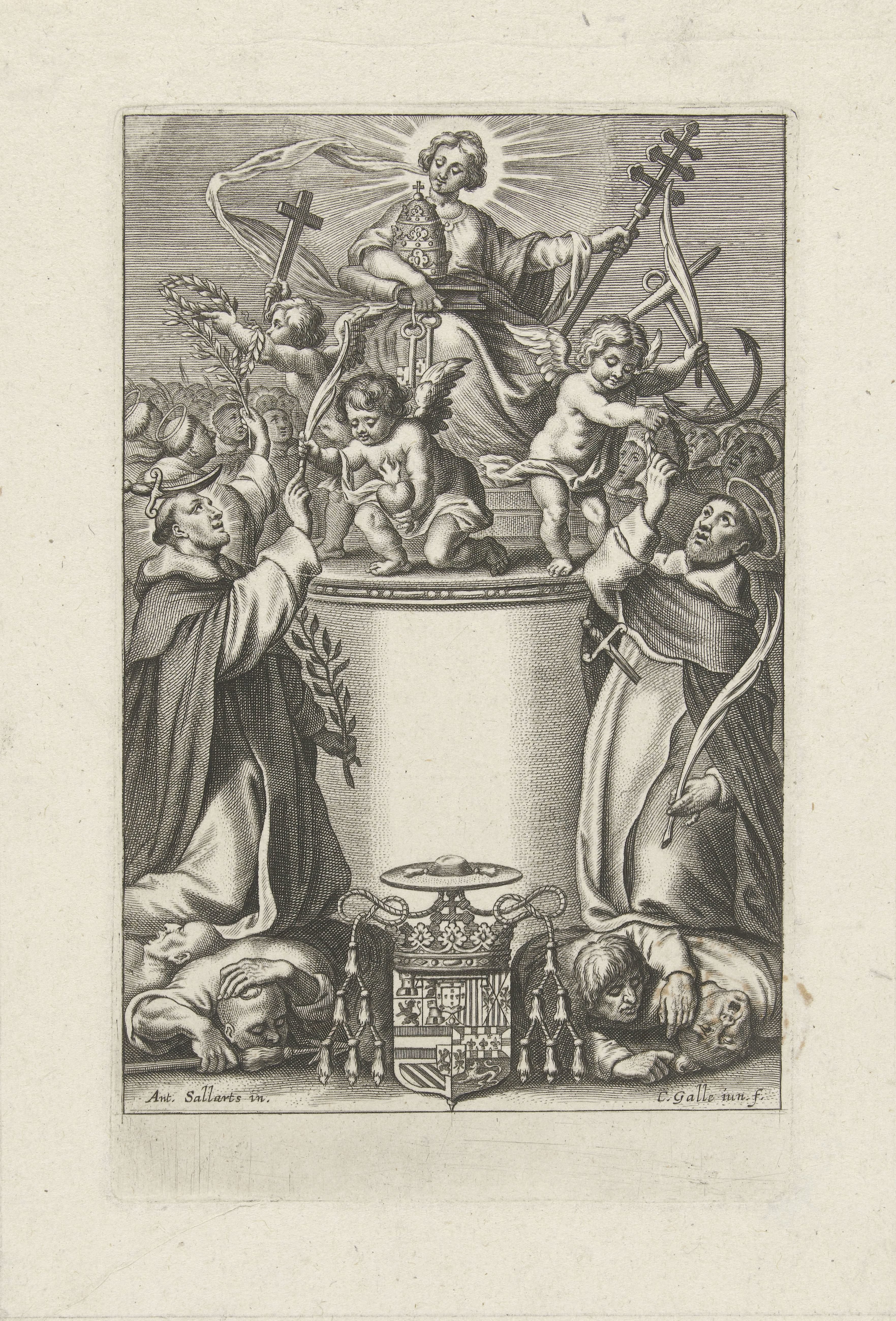 Allegorische titelpagina met twee Dominicaanse martelaren