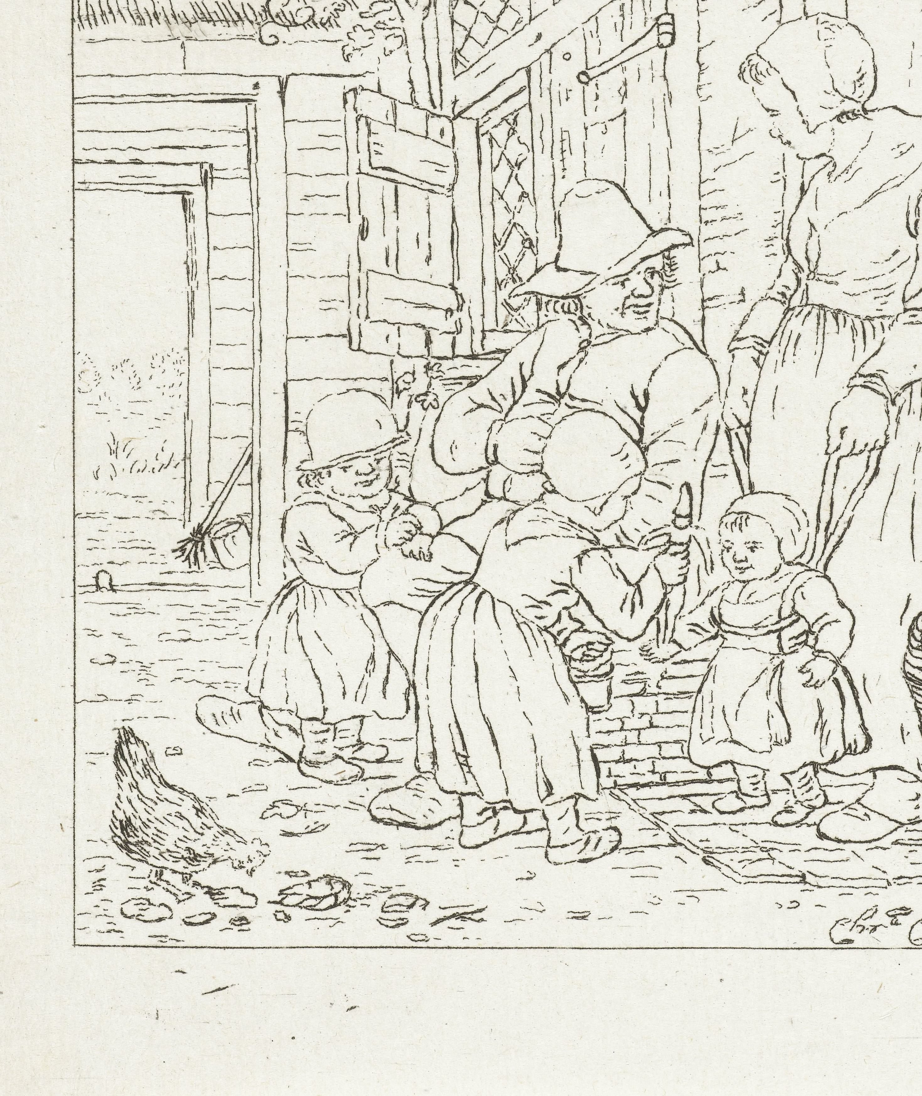 Gezin voor een huis