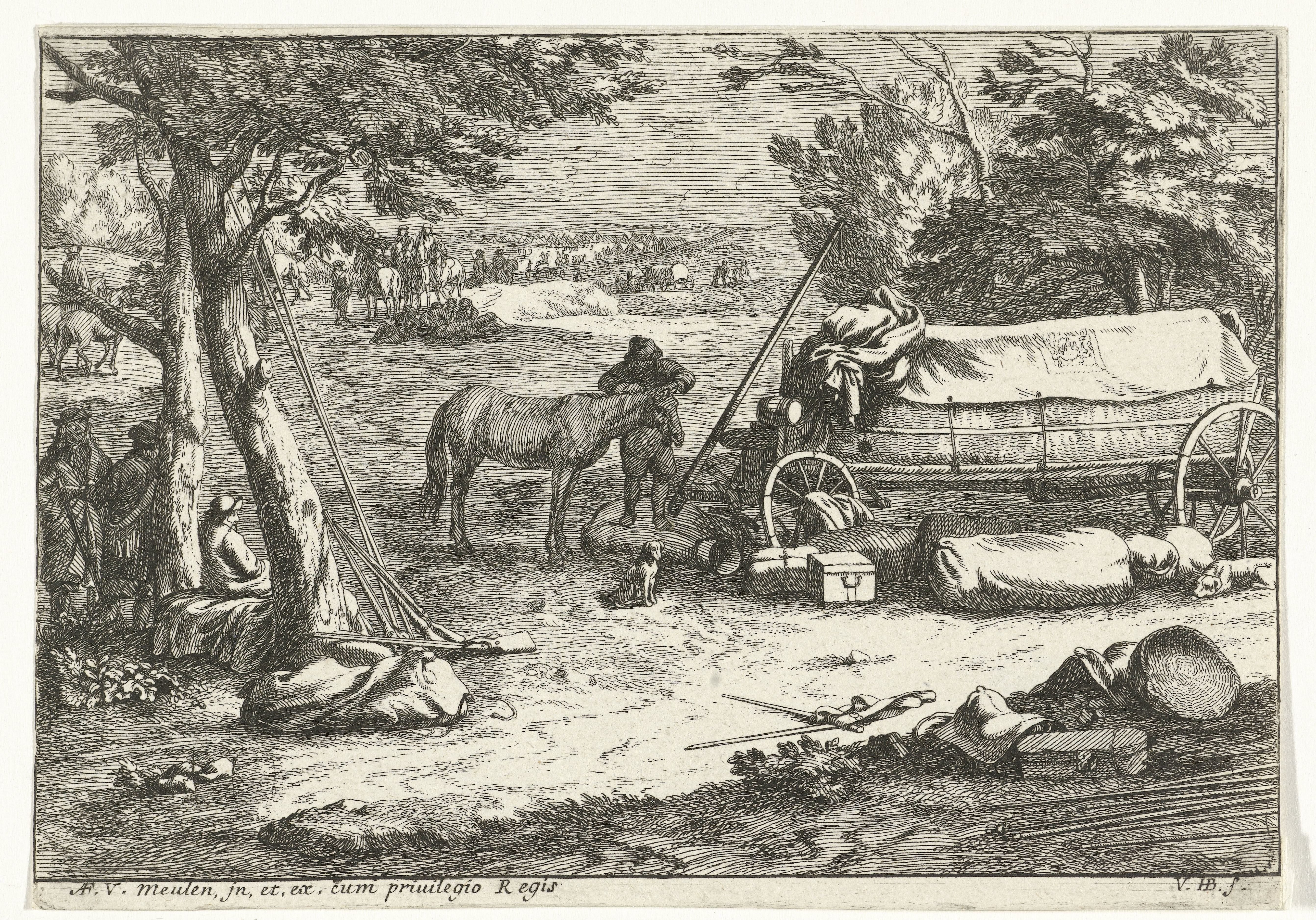 Landschap met kar en figuren