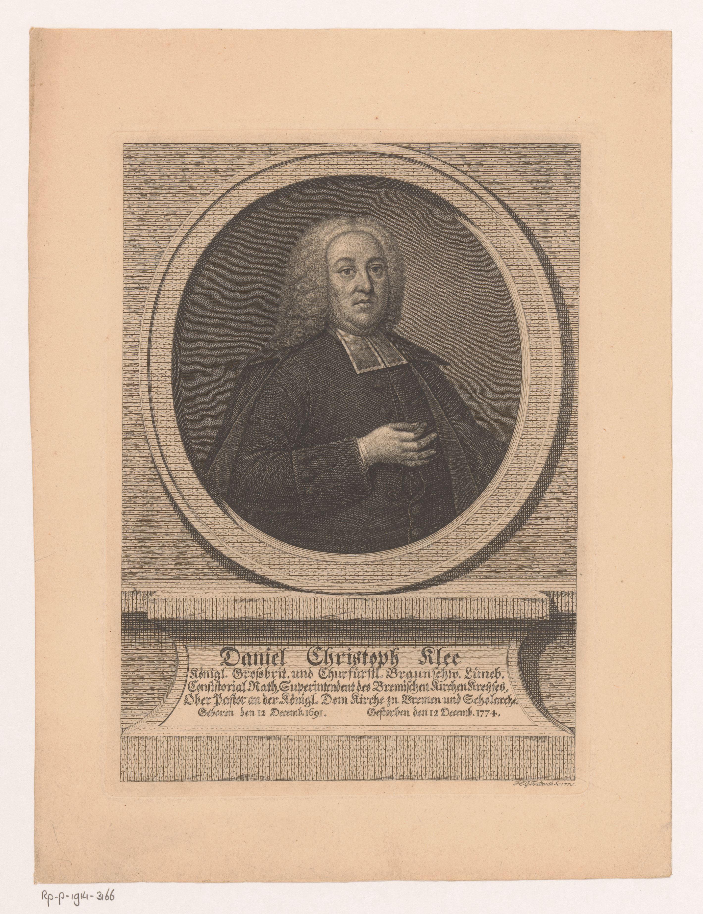 Portret van Daniel Christoph Klee