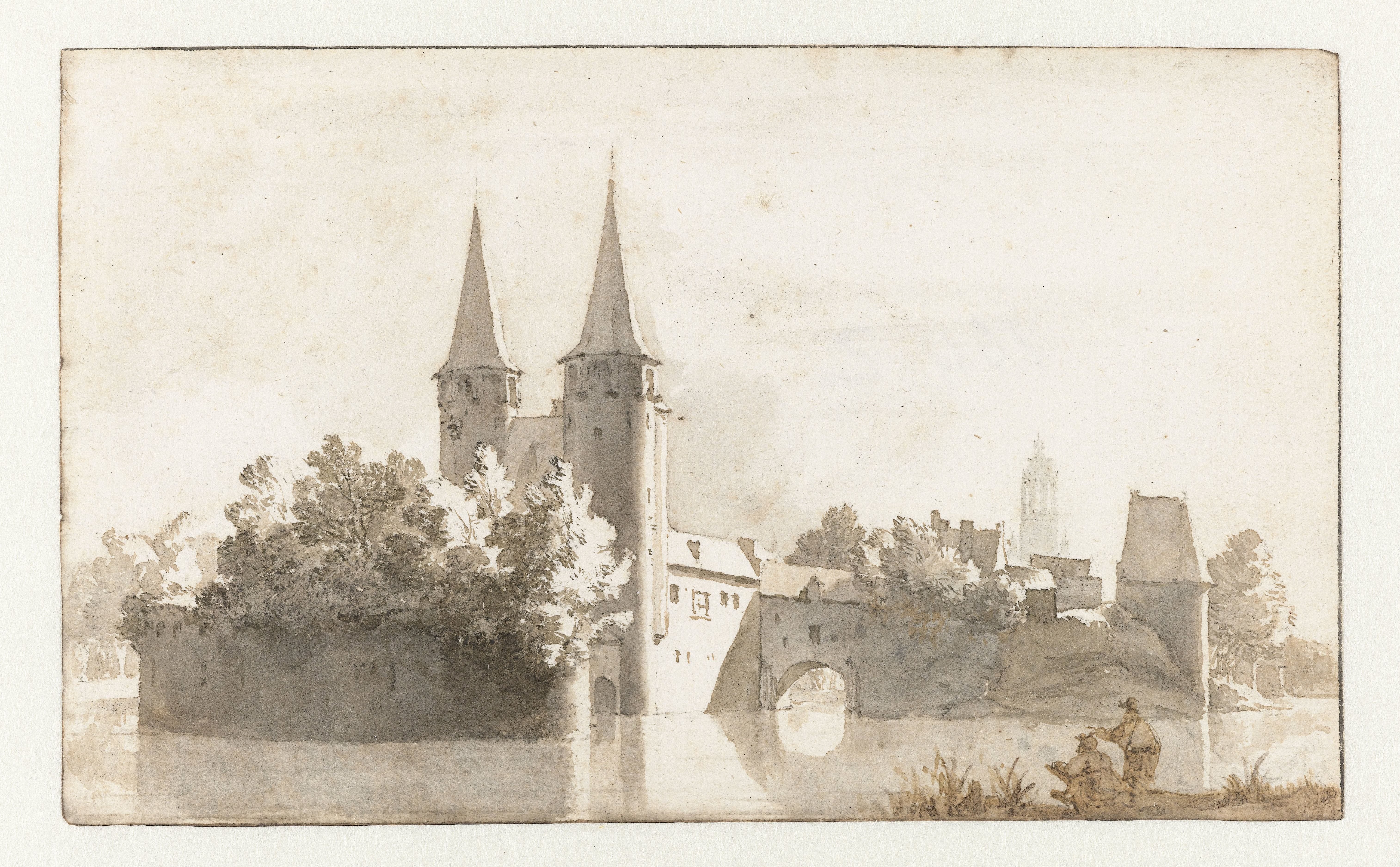 Gezicht op de Oostpoort te Delft