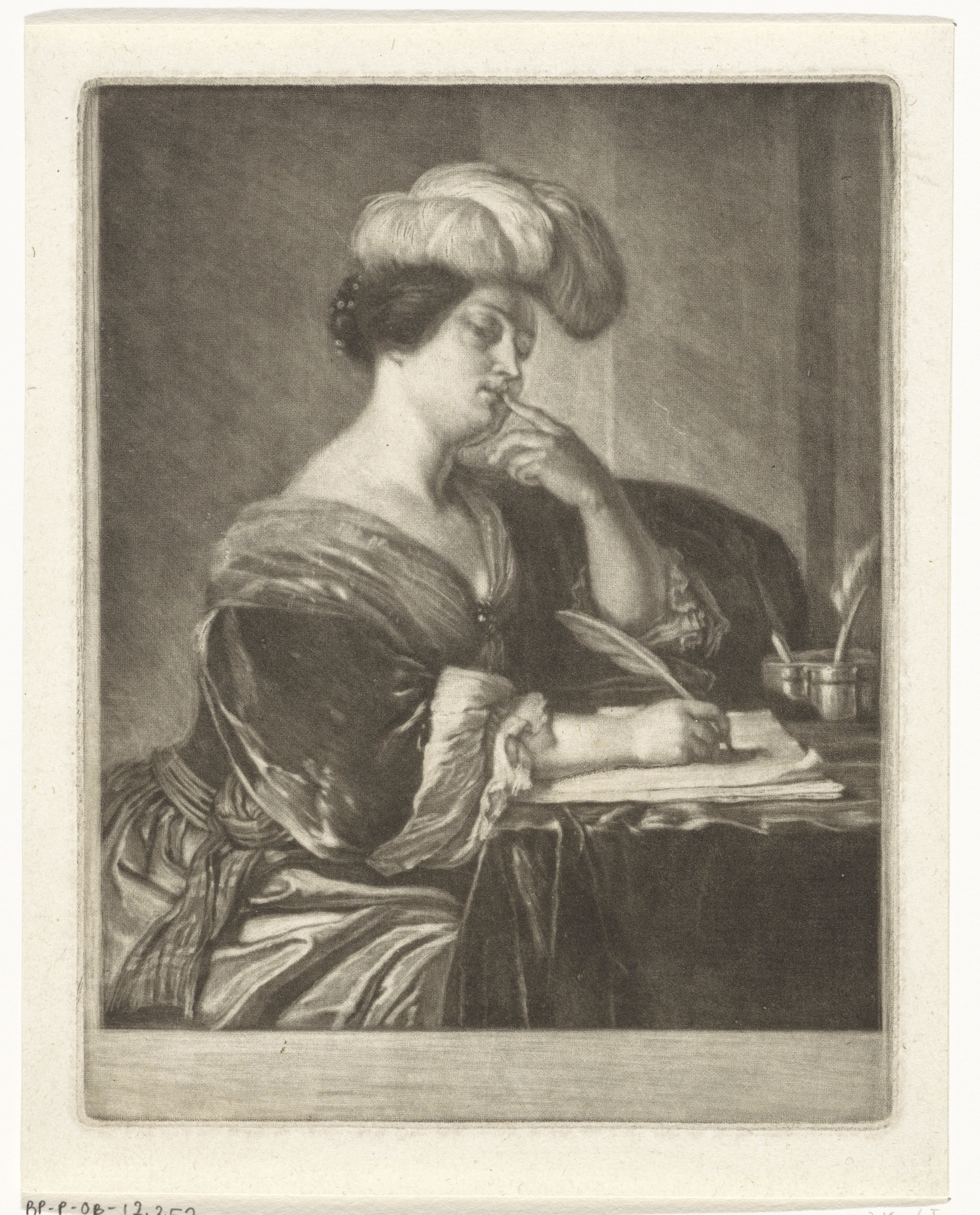 Portret van een schrijvende vrouw