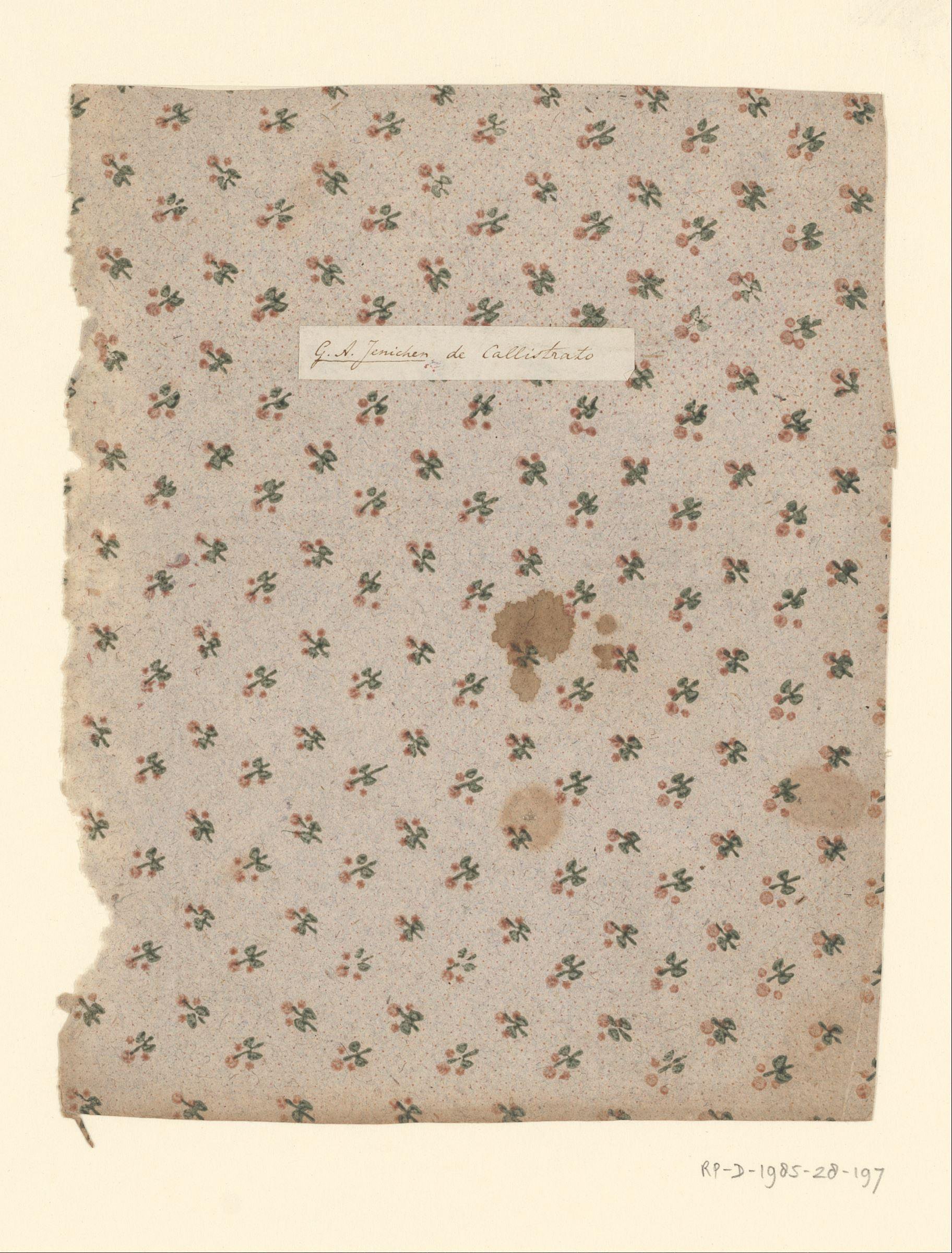 Blad met strooipatroon van bloemtakje op puntenfond
