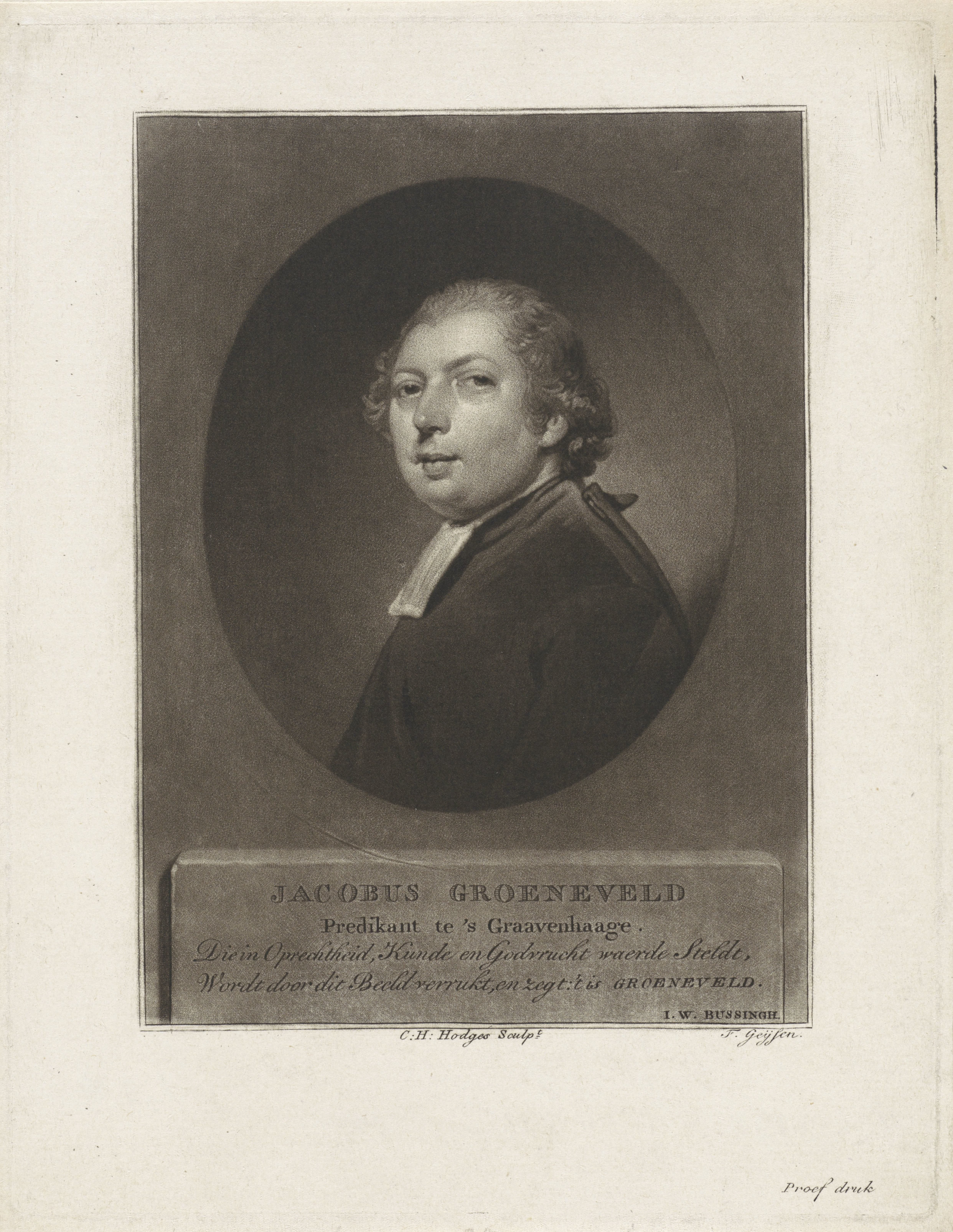 Portret van de predikant Jacobus Groeneveld