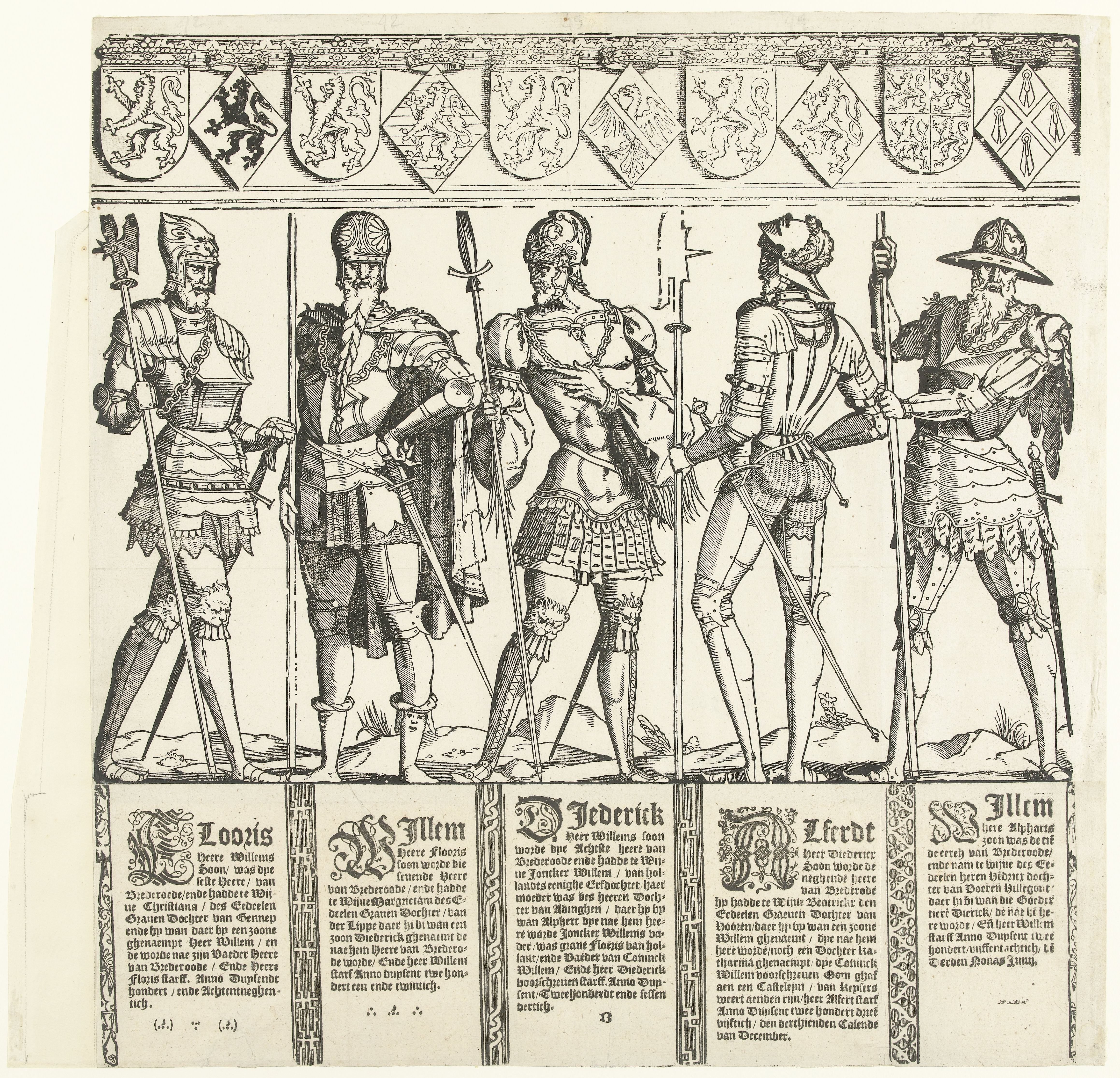 Heren van Brederode, van Zyphridus tot en met Reinout III (linker middenblad)