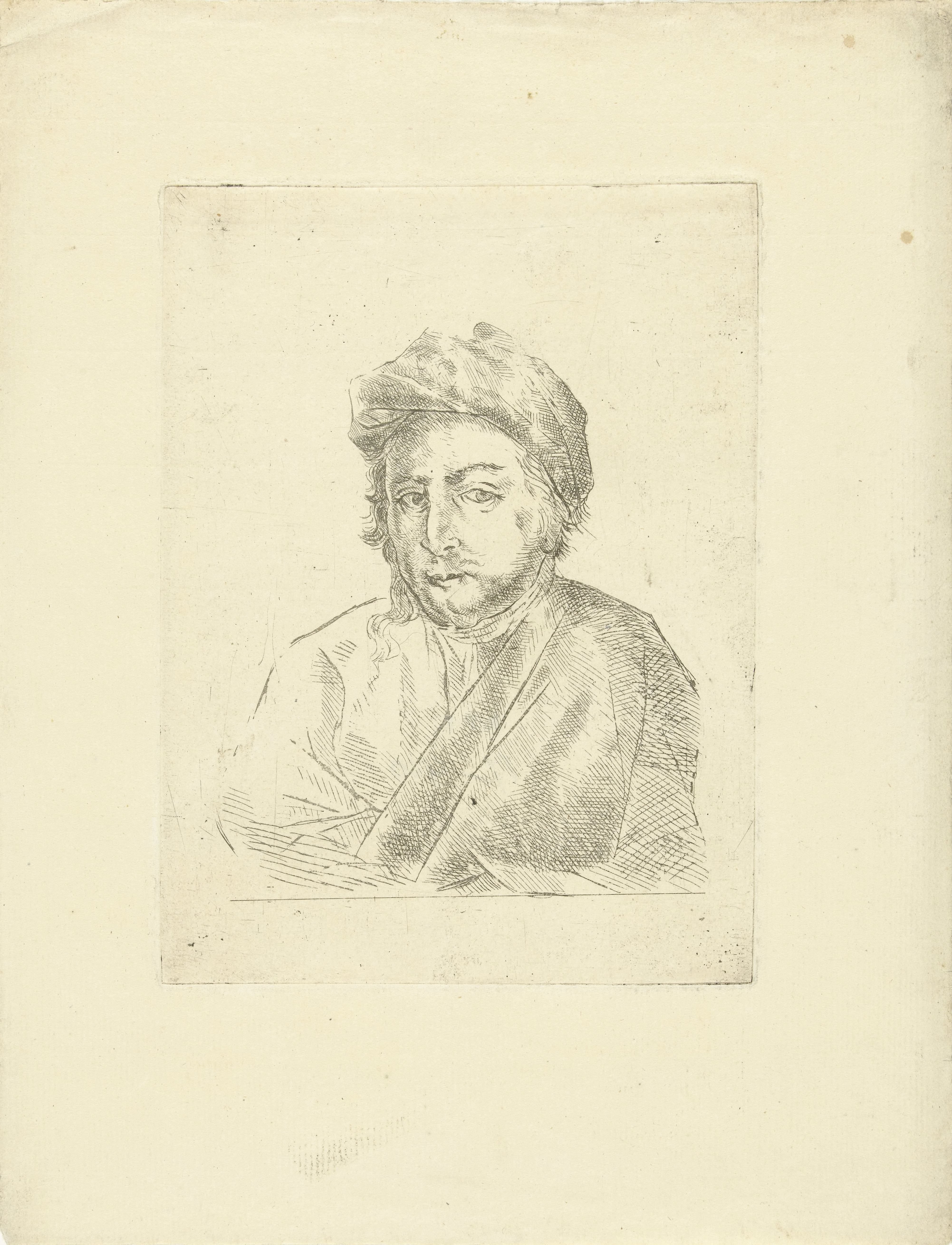 Portret van een man met doek op zijn hoofd