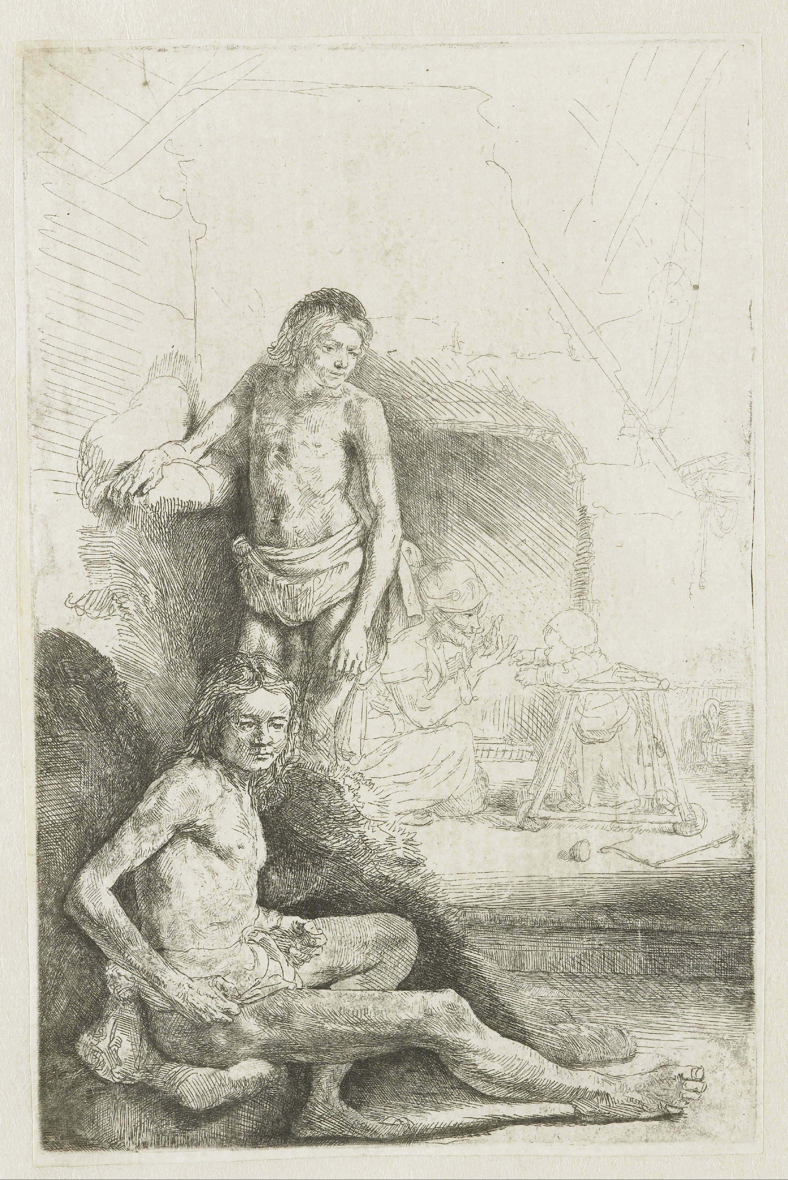 Male nude, seated and standing