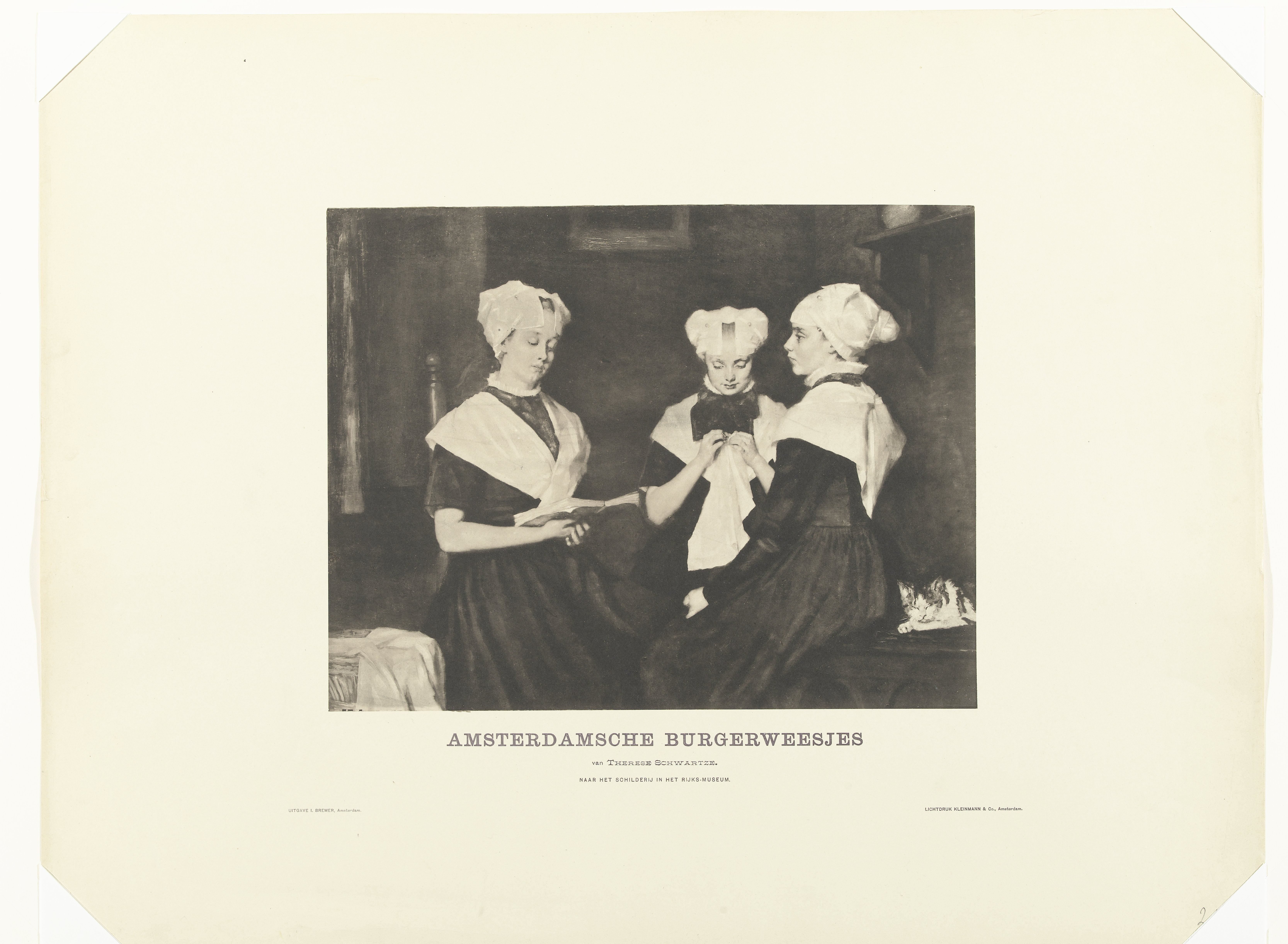 Drie meisjes uit het Amsterdamse Burgerweeshuis