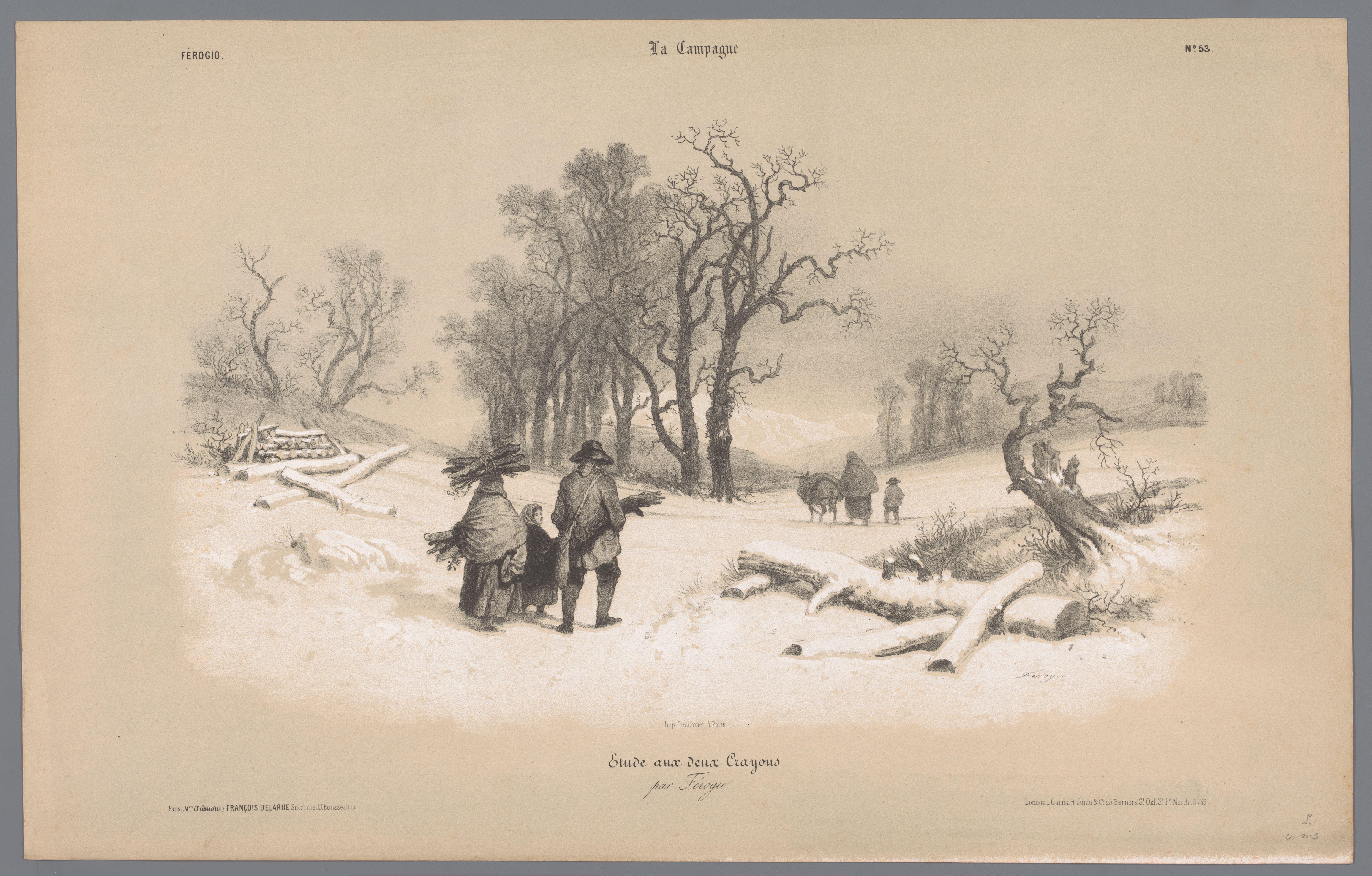Gezin sprokkelt hout in de sneeuw