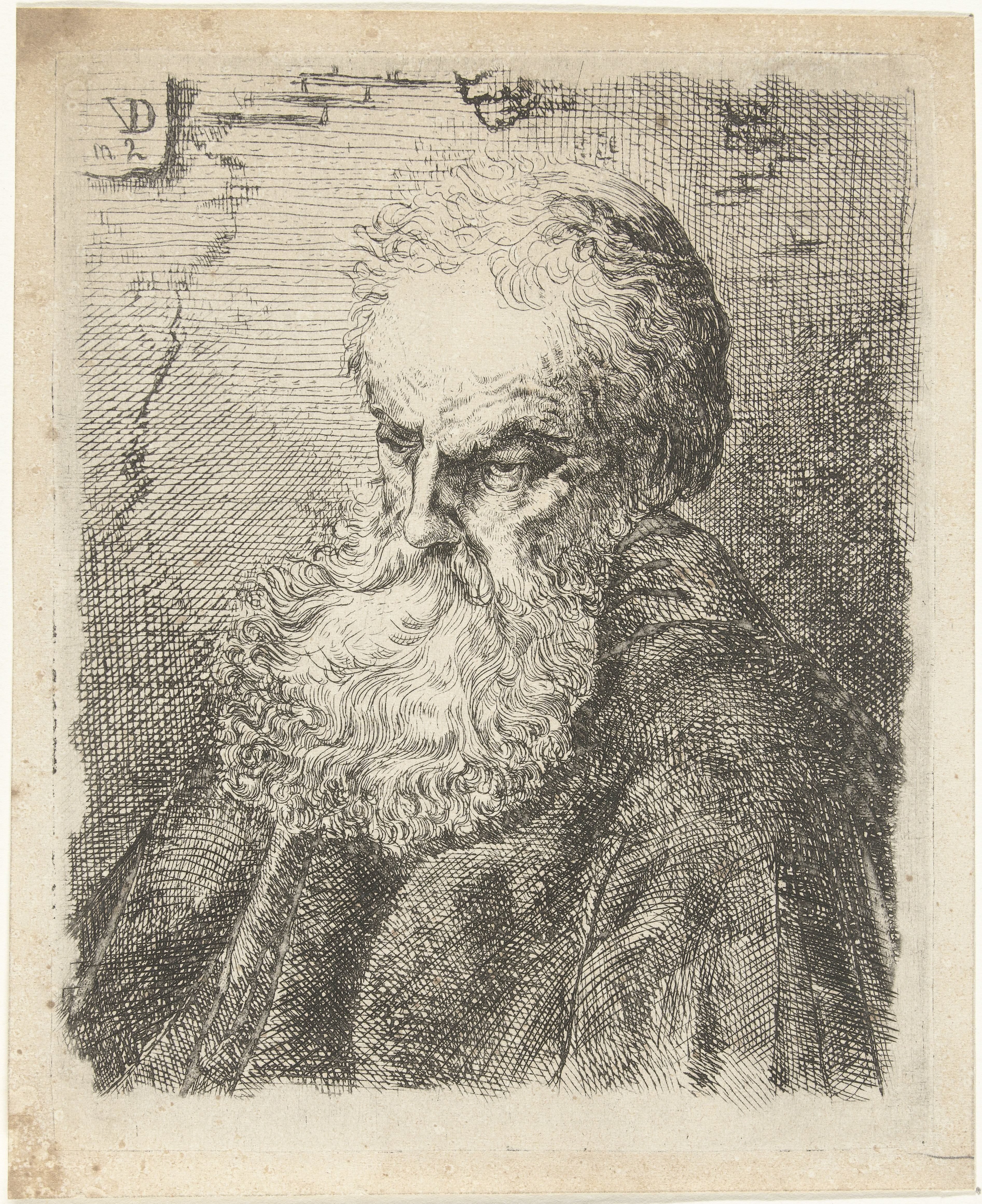 Borstbeeld van een oude man met baard
