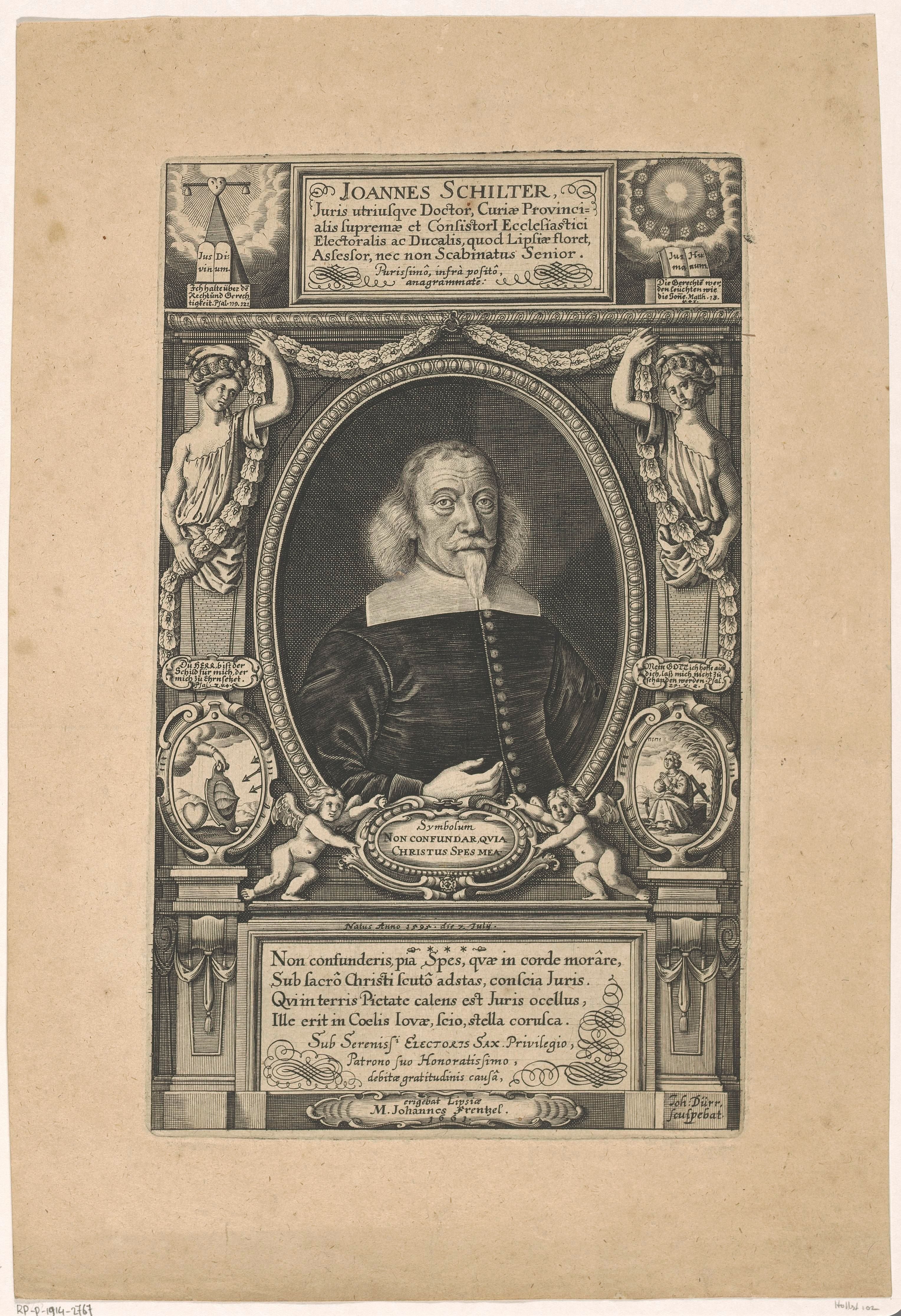 Portret van Johann Schilter op 66-jarige leeftijd