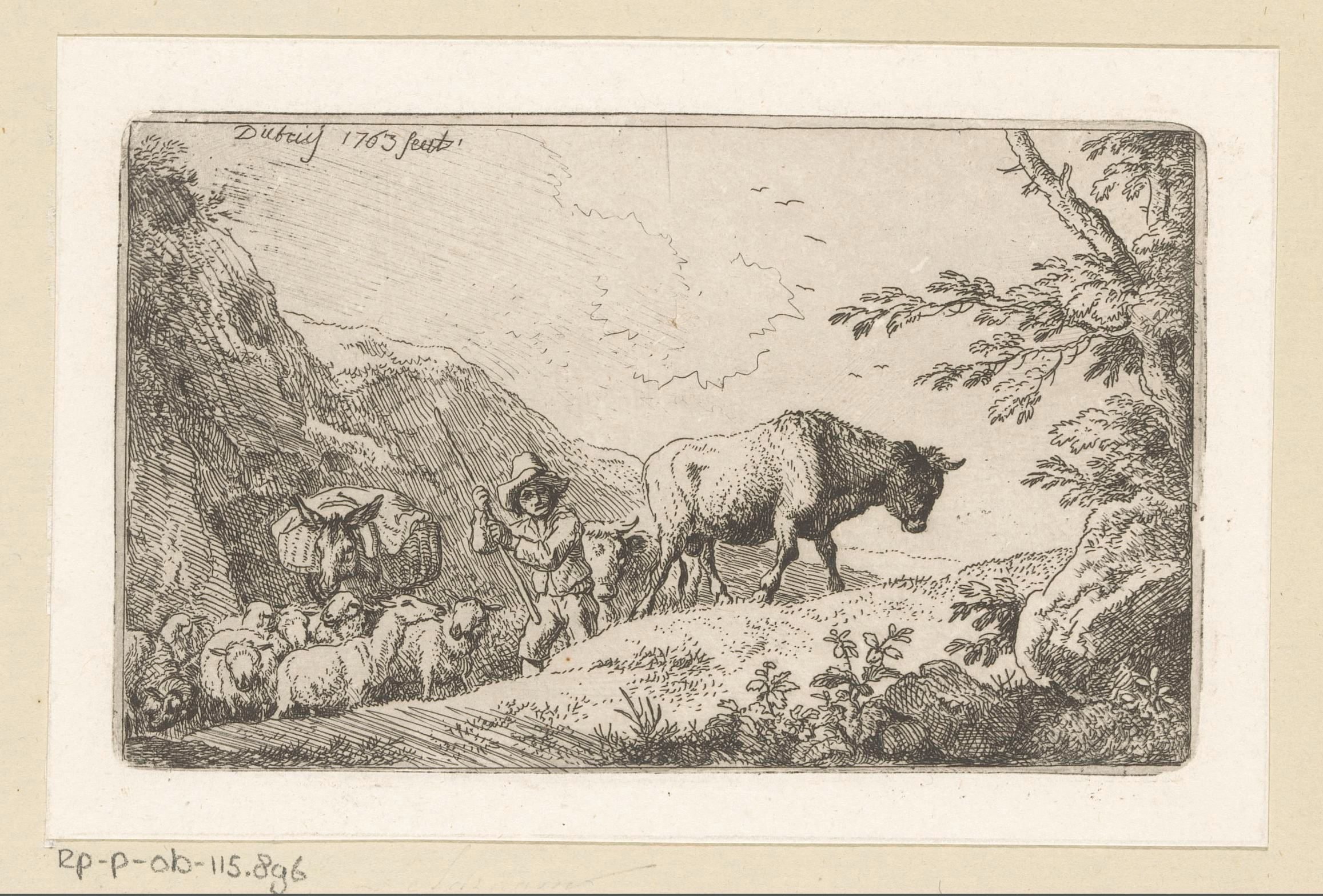 Berglandschap met een herder en zijn kudde