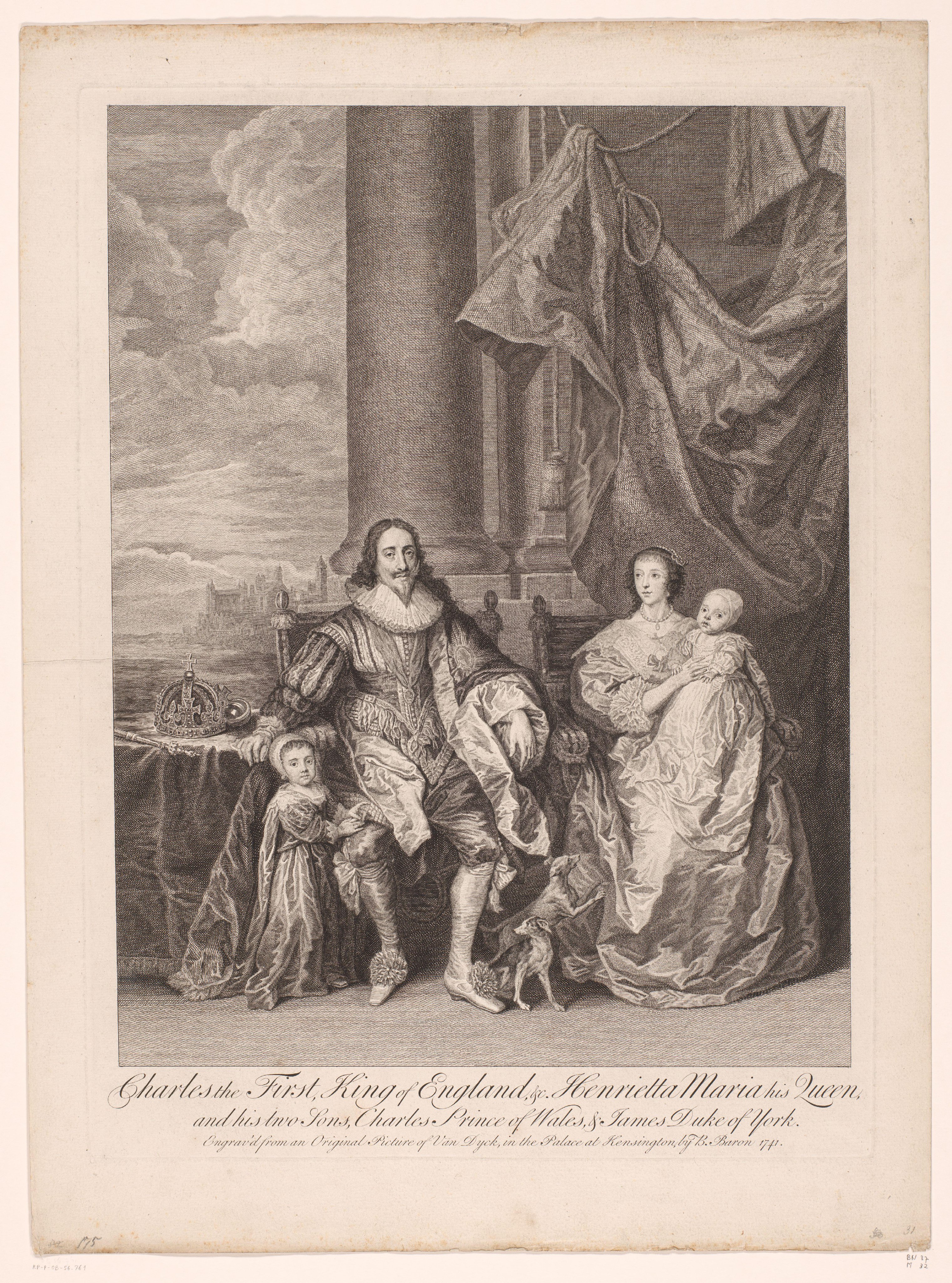 Portret van Koning Karel I van Engeland en koningin Henriëtta Maria van Frankrijk met hun zonen Charles en James
