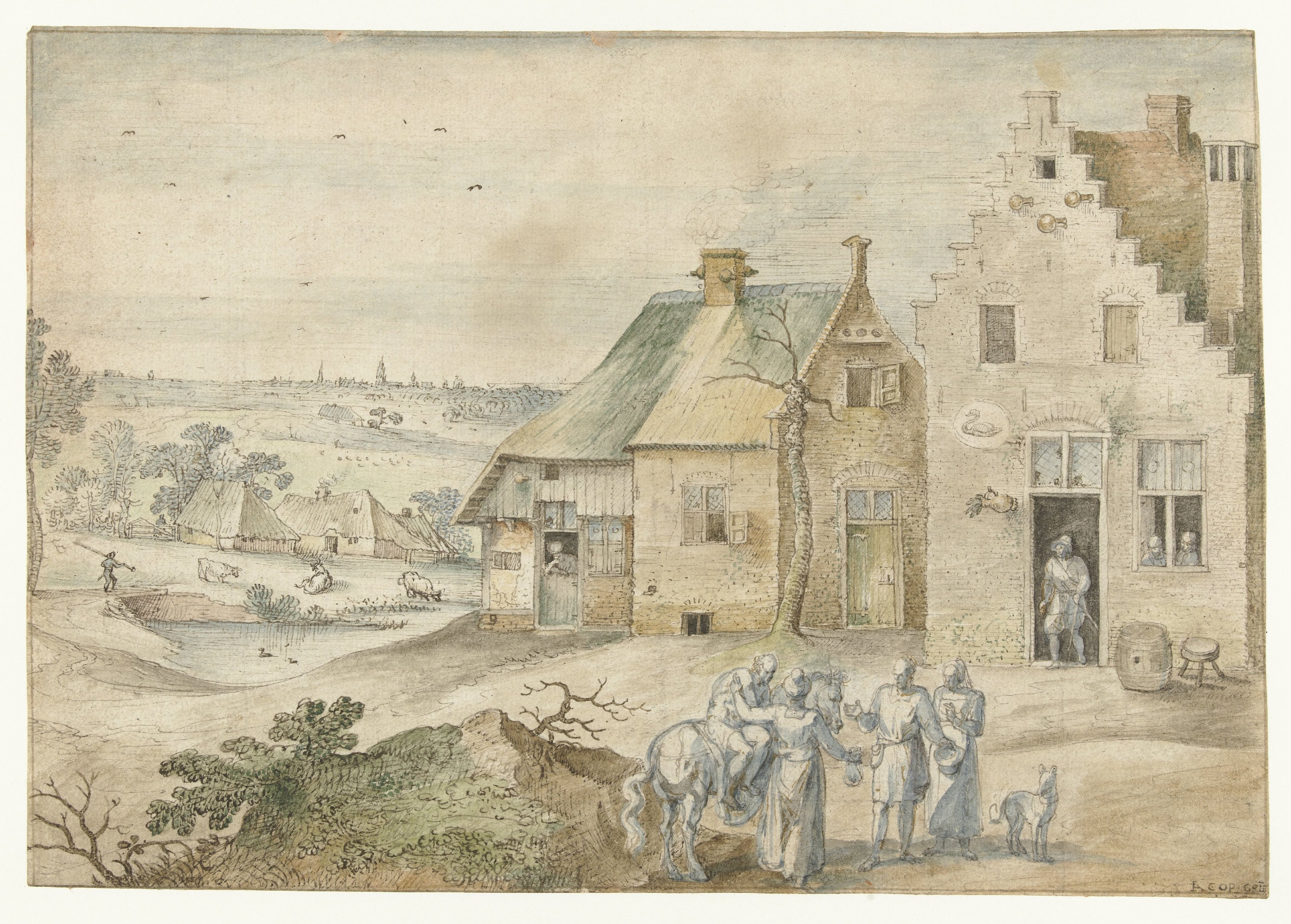 Landschap met de barmhartige Samaritaan