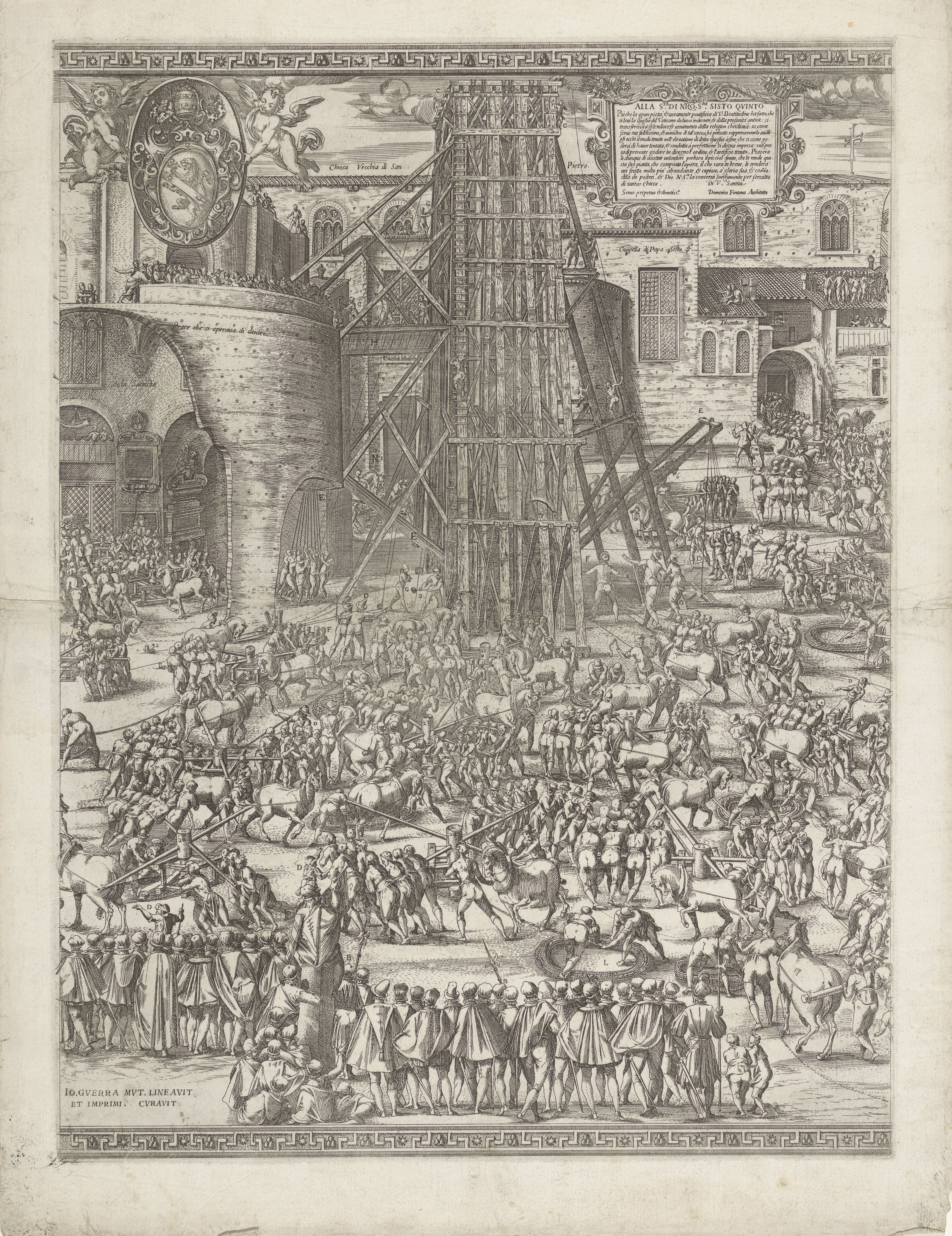 De oprichting van de obelisk op het St. Pietersplein