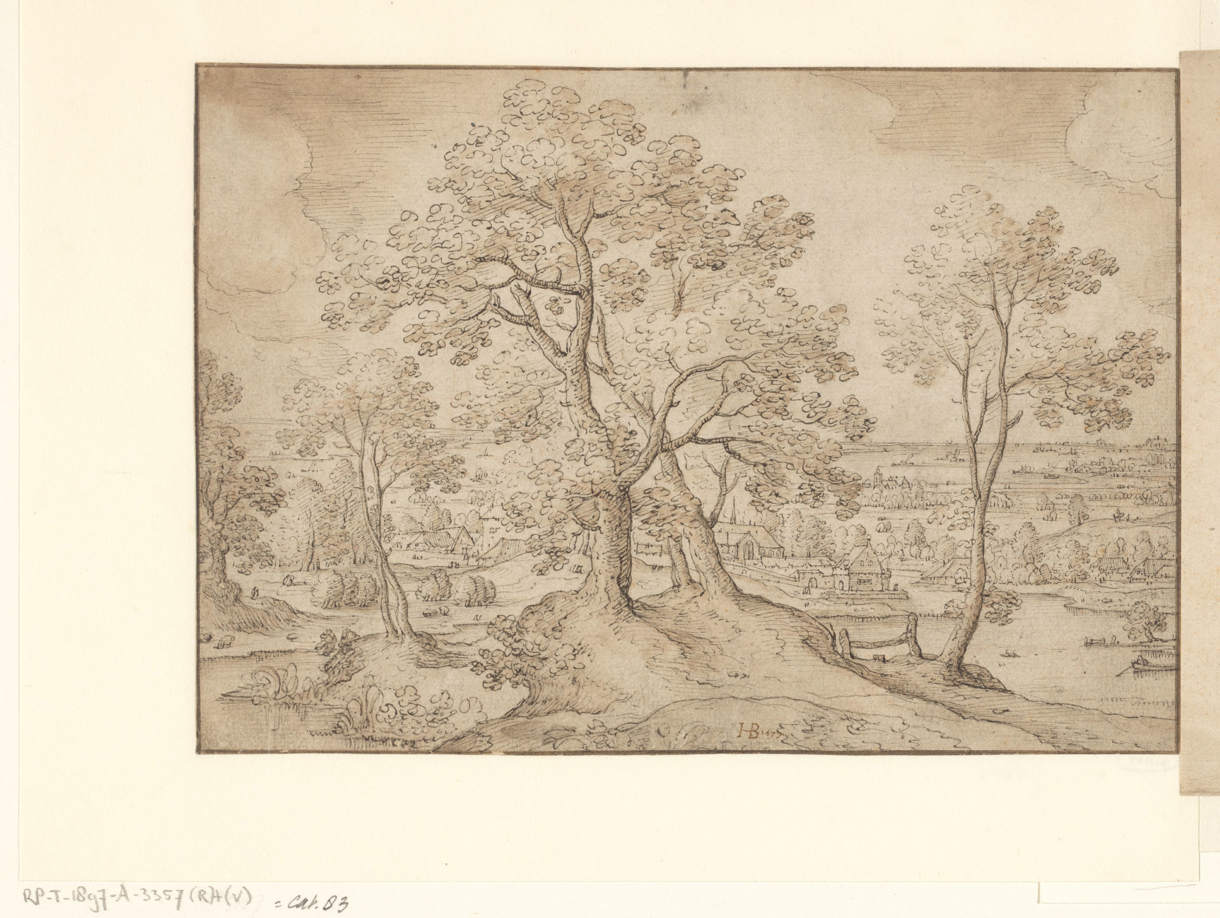 Gezicht op een rivier die langs een dorp stroomt