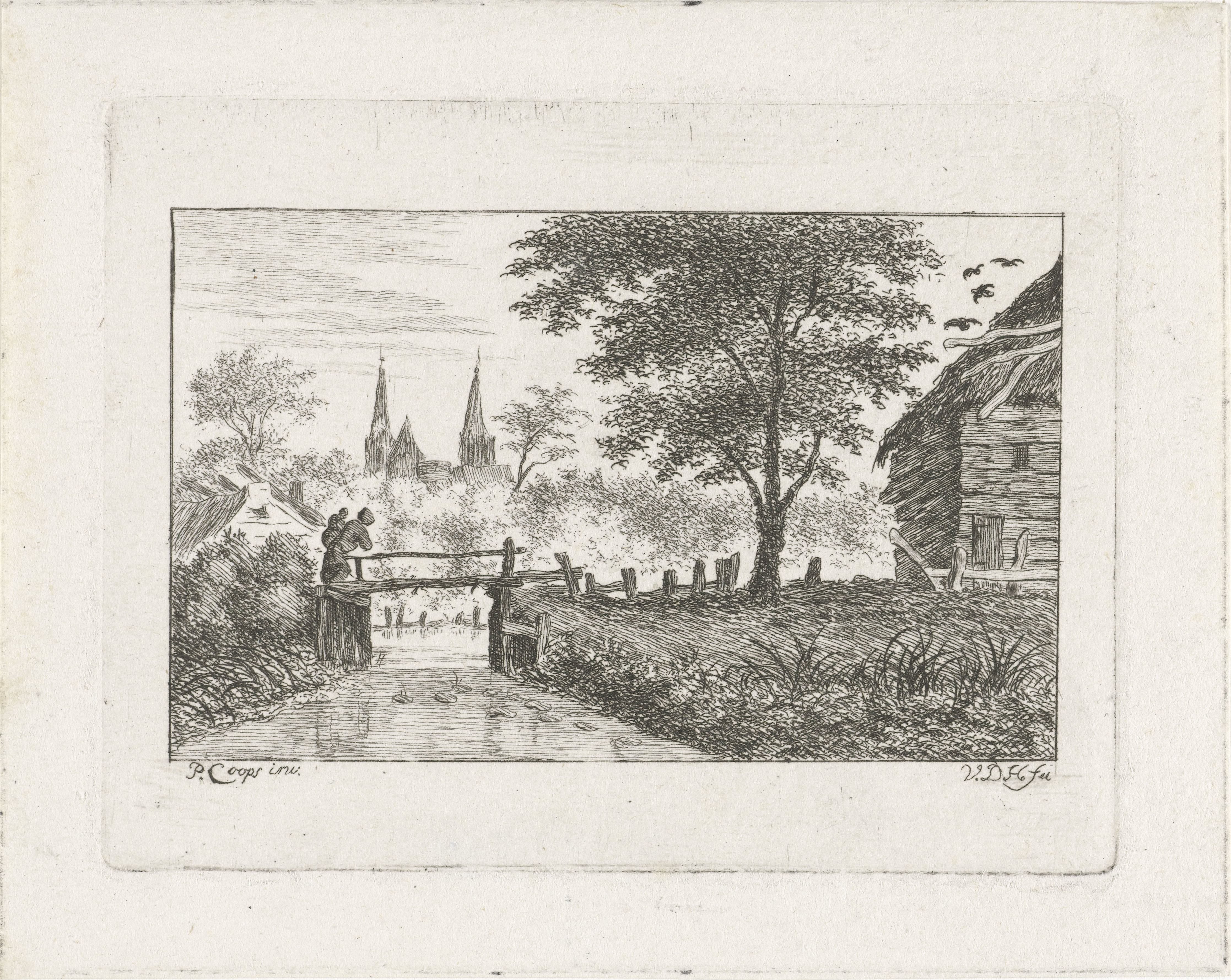 Landschap met een houten bruggetje