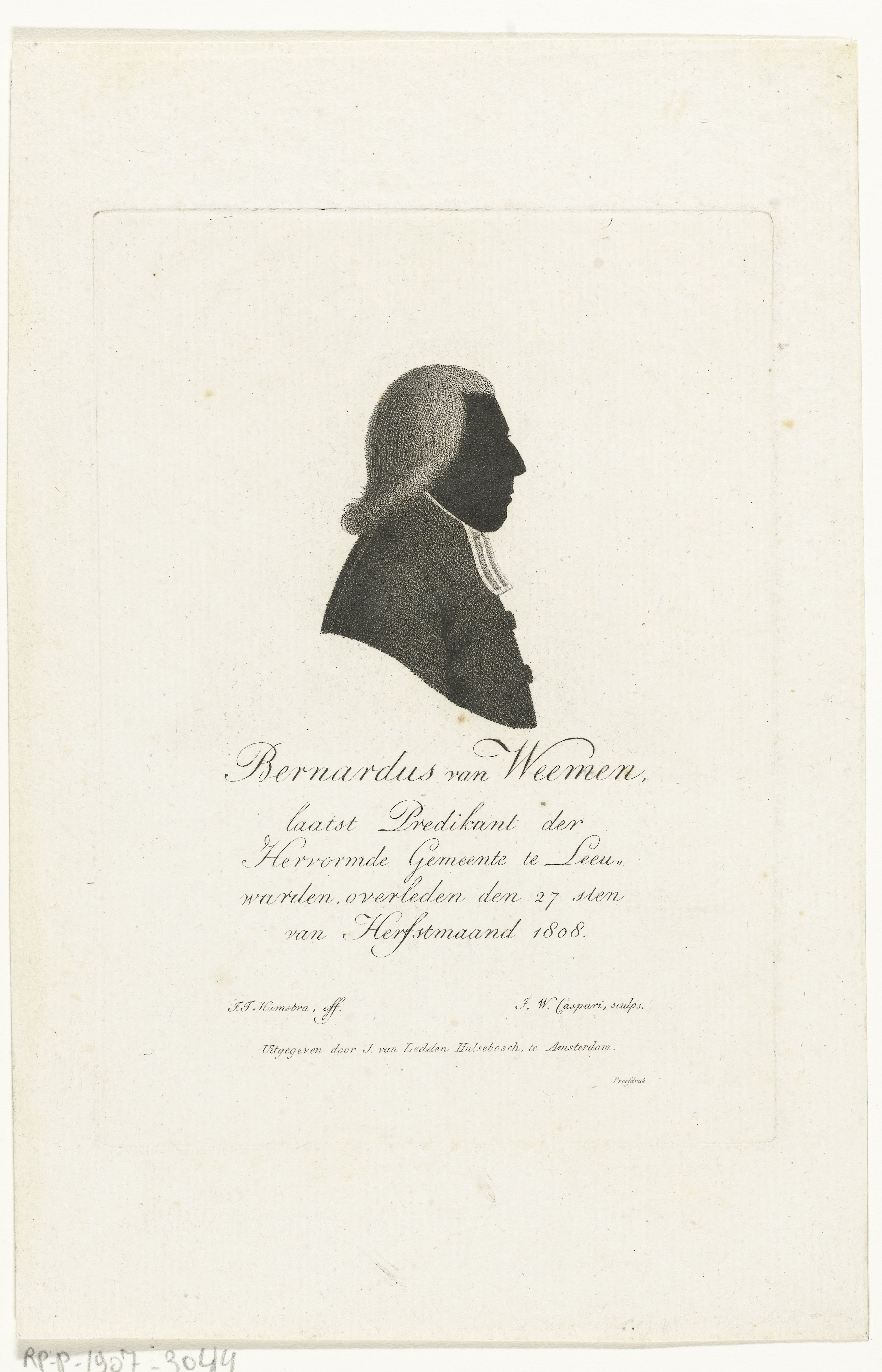 Silhouetportret van Bernardus van Weemen