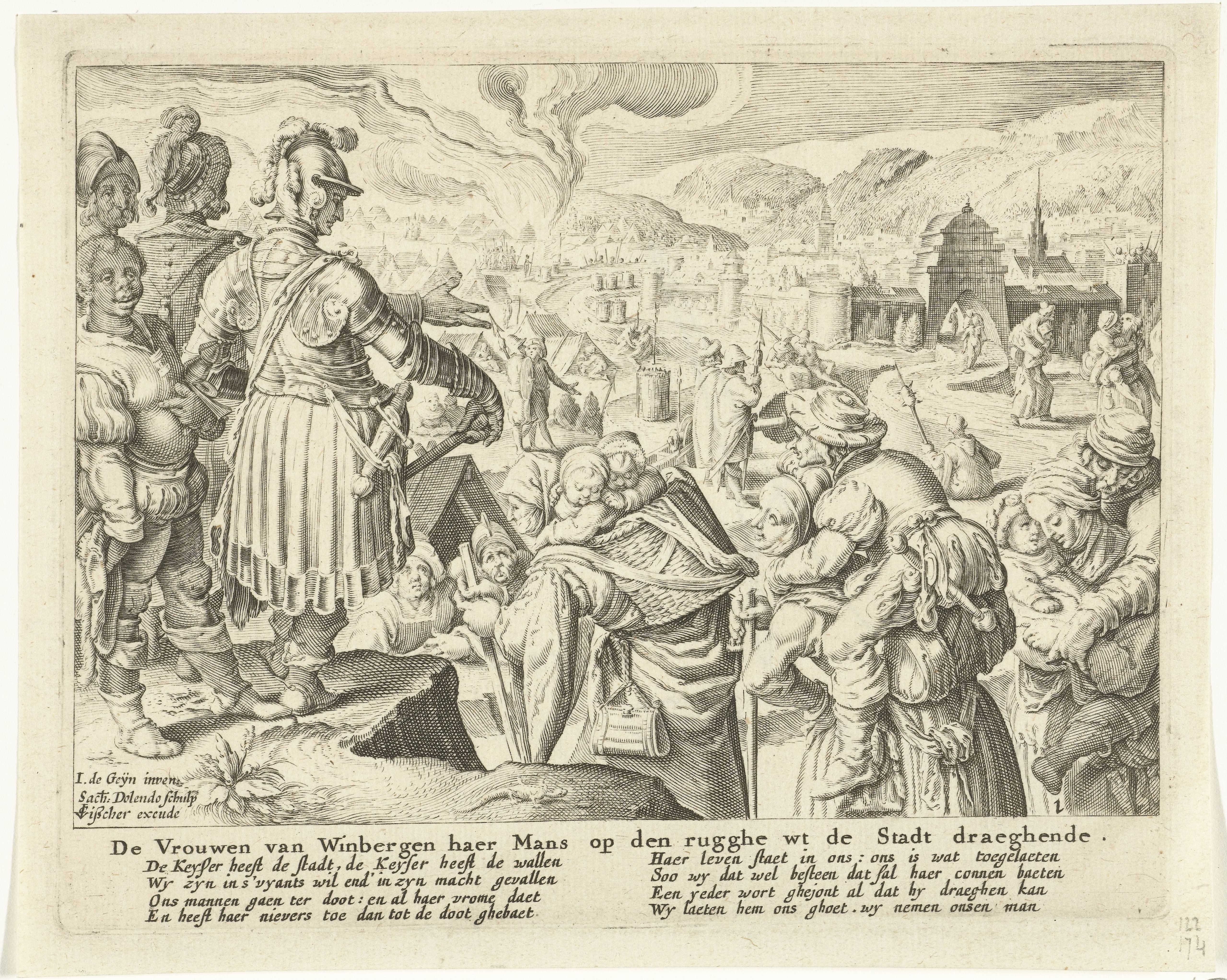 De vrouwen van Weinsberg dragen hun mannen op de rug de stad uit