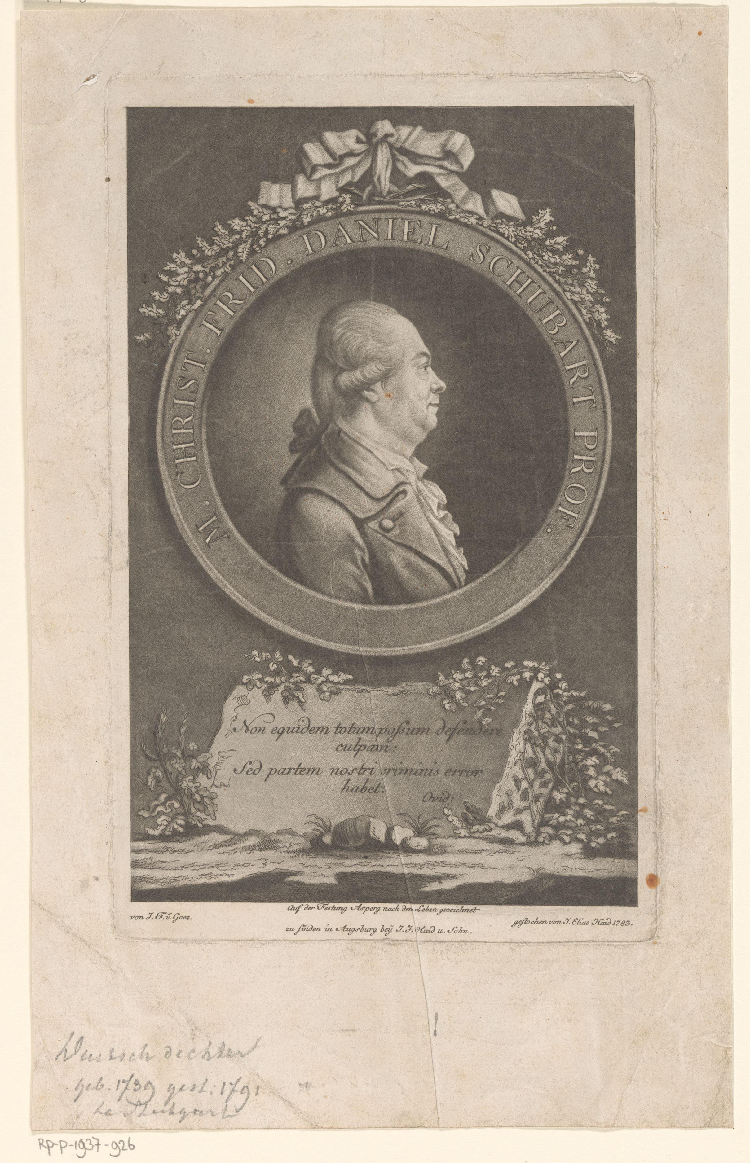 Portret van Christian Friedrich Daniel Schubart