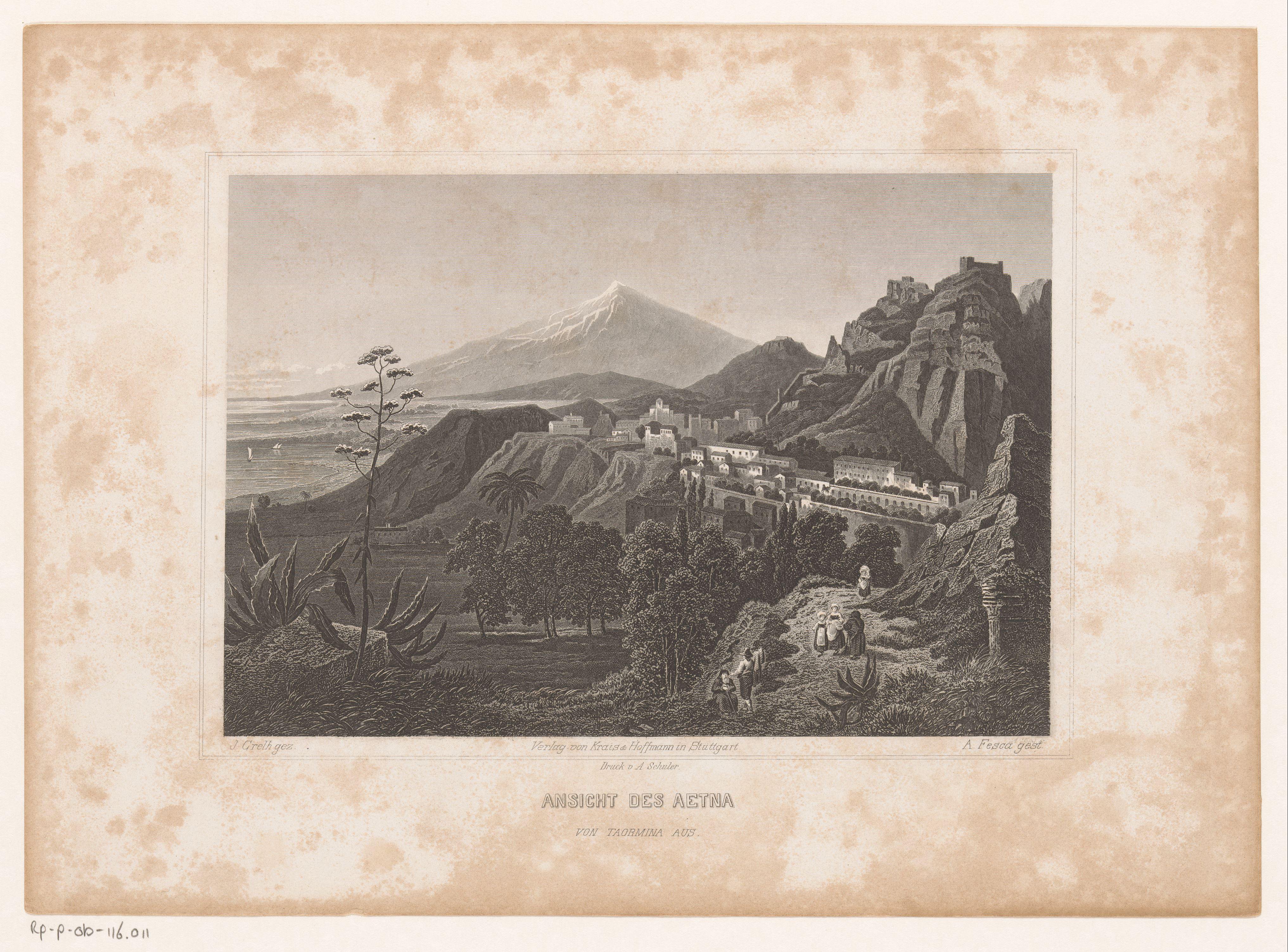 Gezicht op de Etna vanuit Taormina