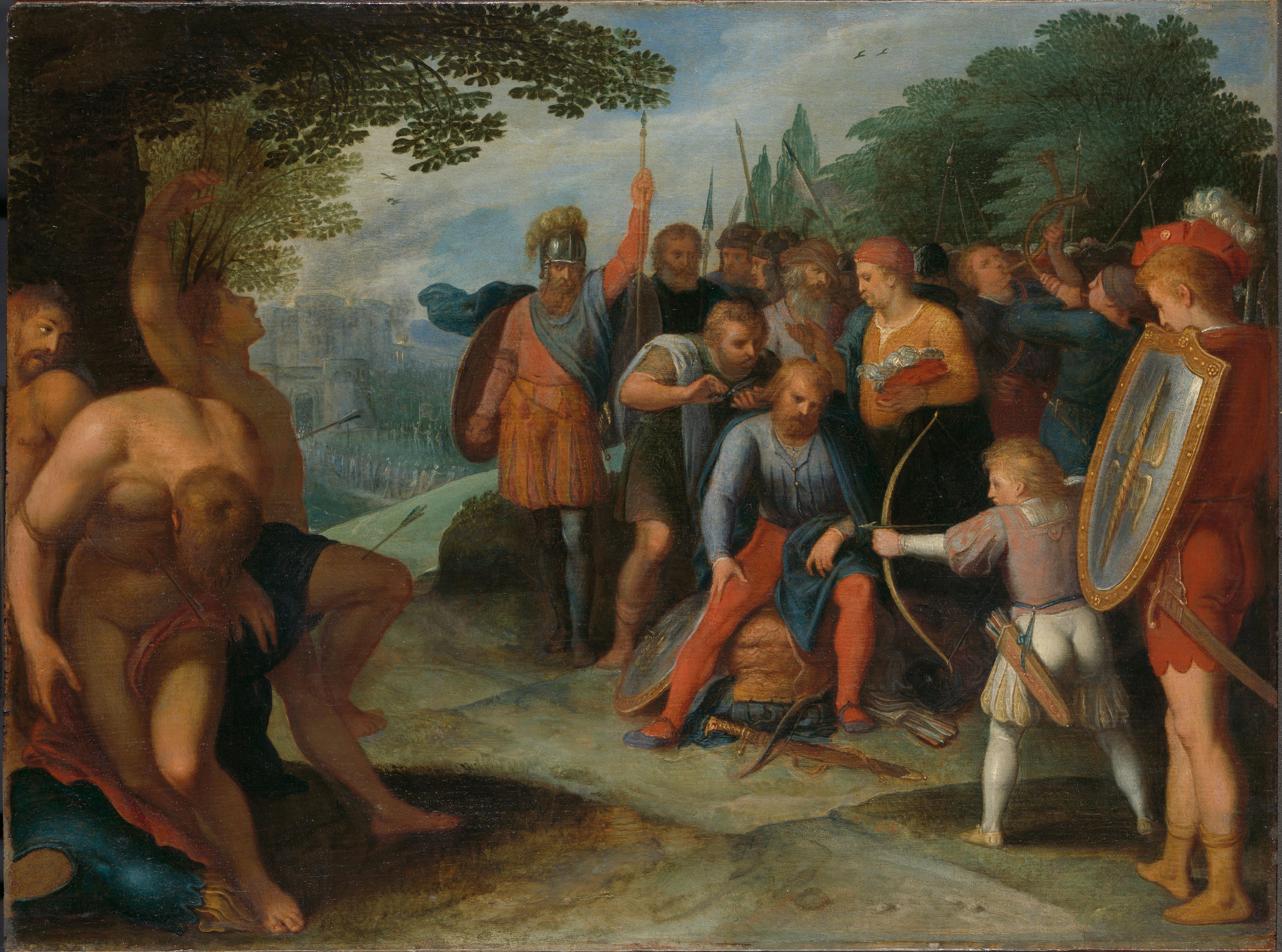 Julius Civilis Having his Hair Cut after the Fall of Vetera, while his Son Kills Some of the Captives