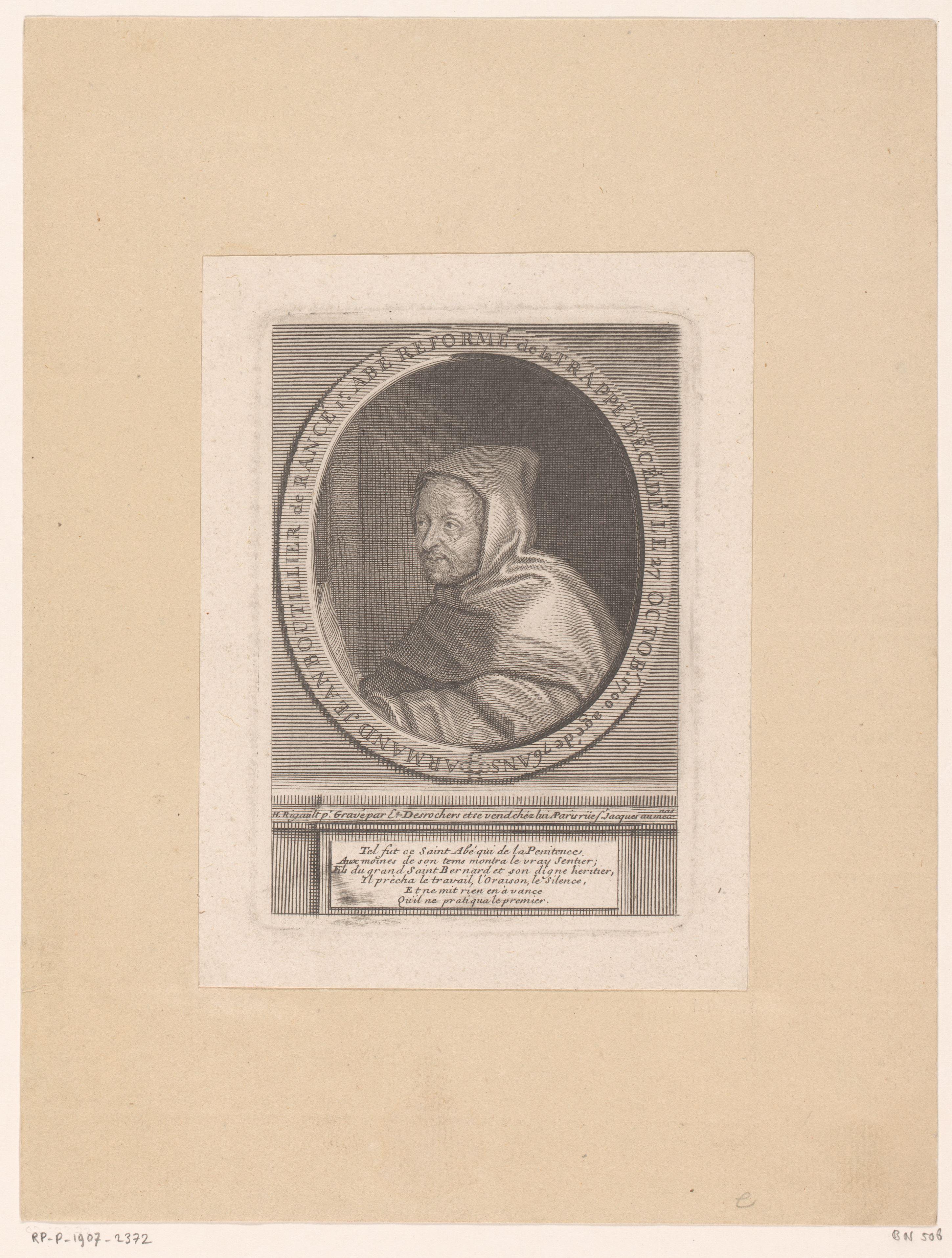 Portret van Armand Jean Le Bouthillier de Rancé