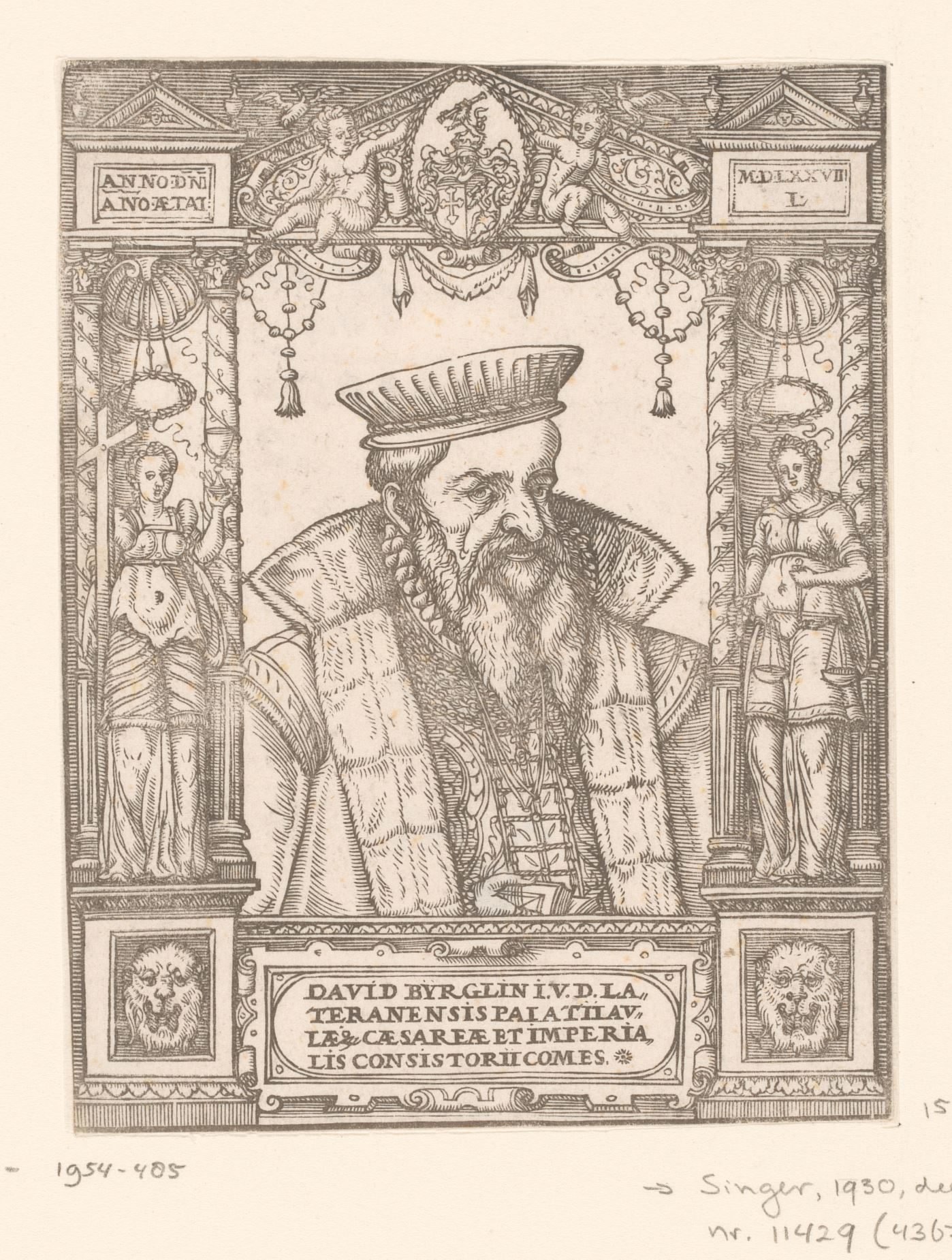 Portret van David Burglin in ornamenteel kader