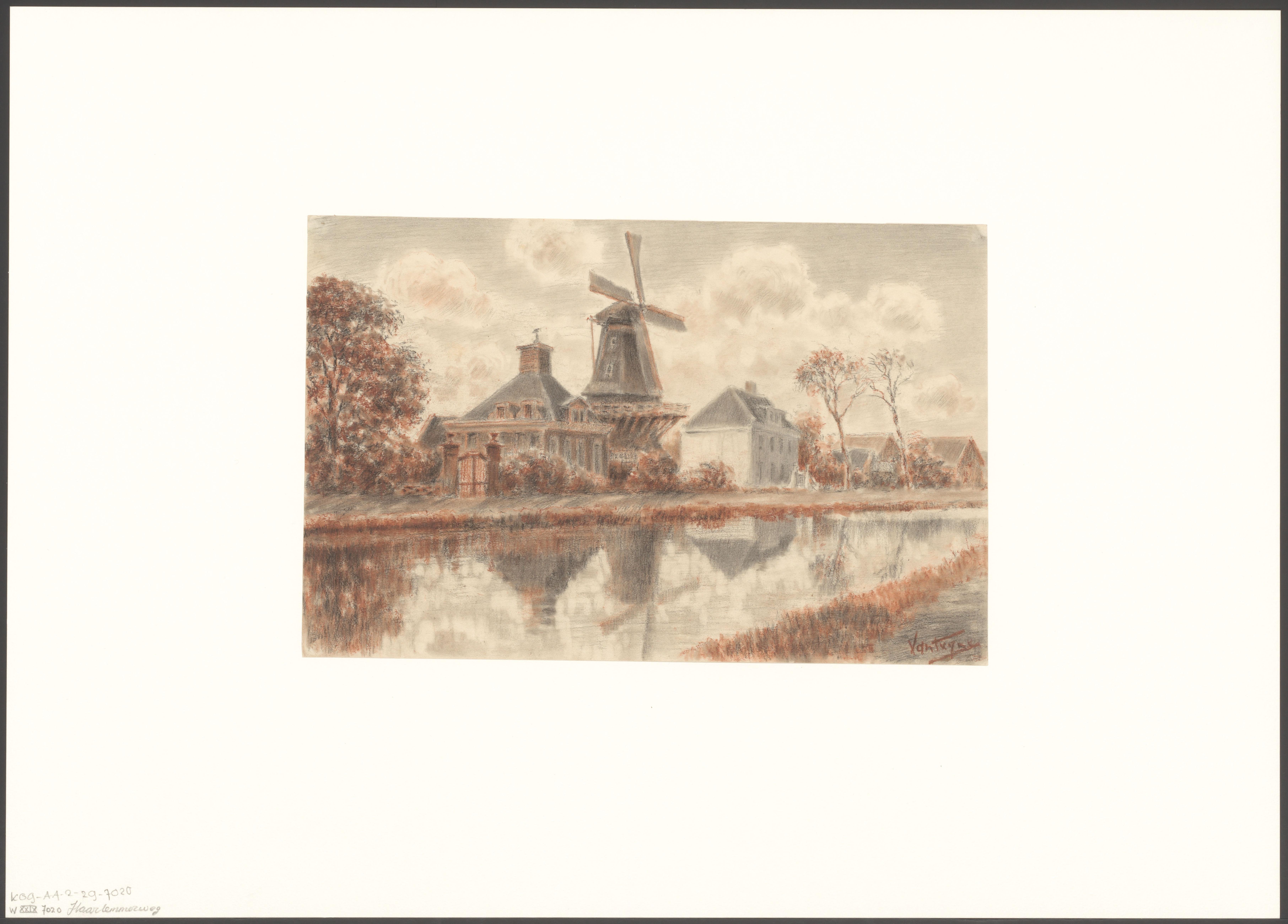 Gezicht op molen De Bloem aan de Haarlemmerweg