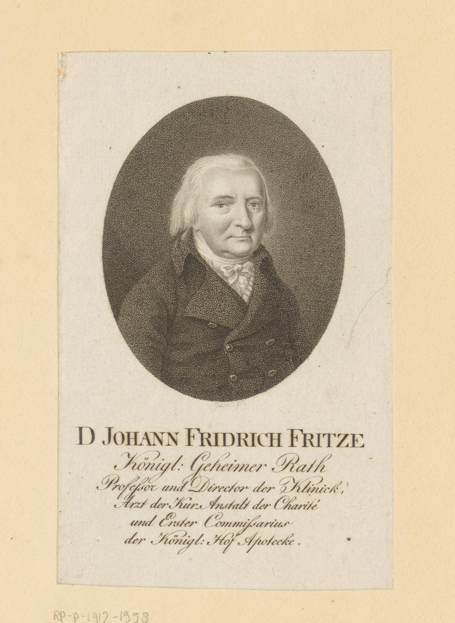 Portret van Johann Friedrich Fritze