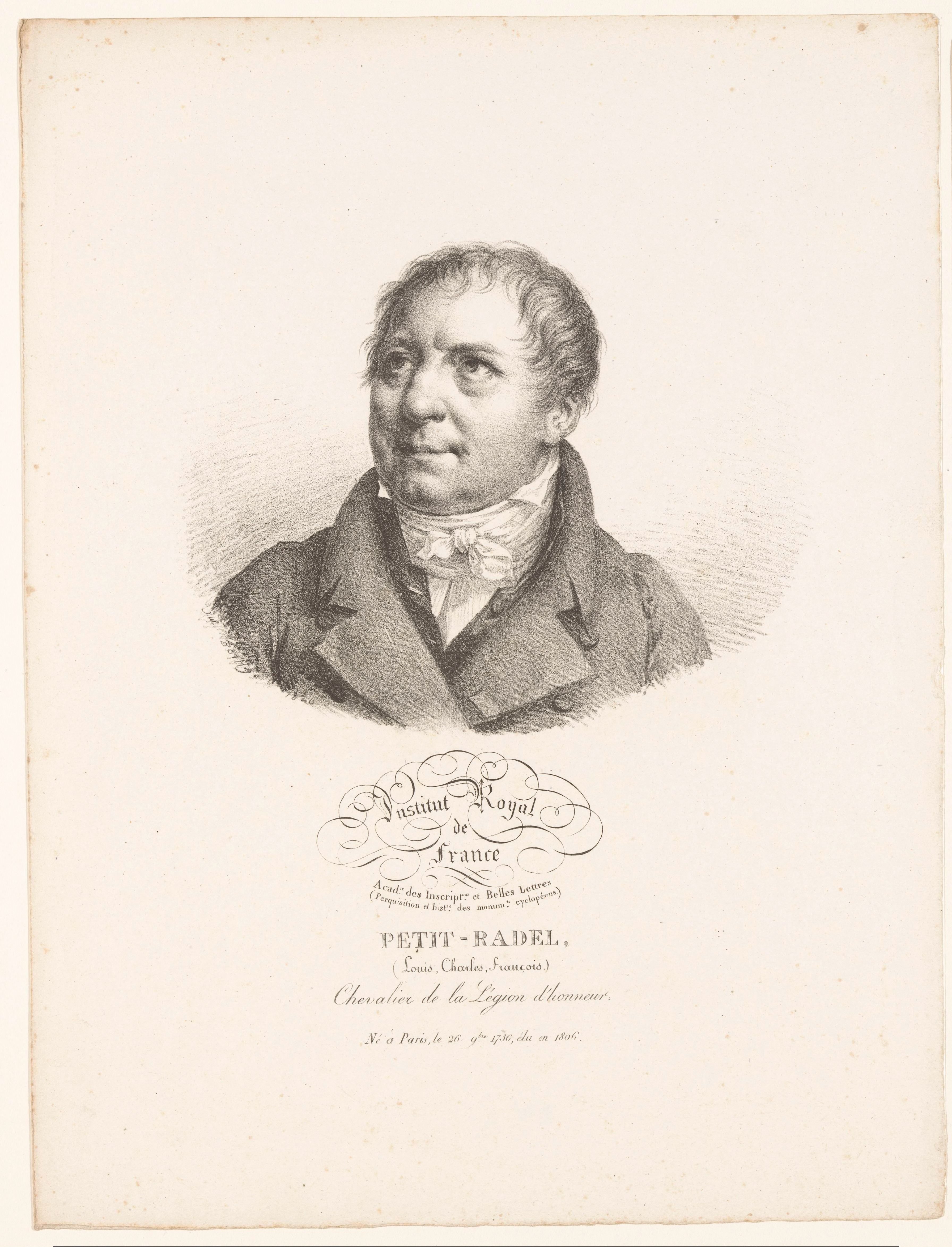 Portret van de archeoloog Louis-Charles-François Petit-Radel