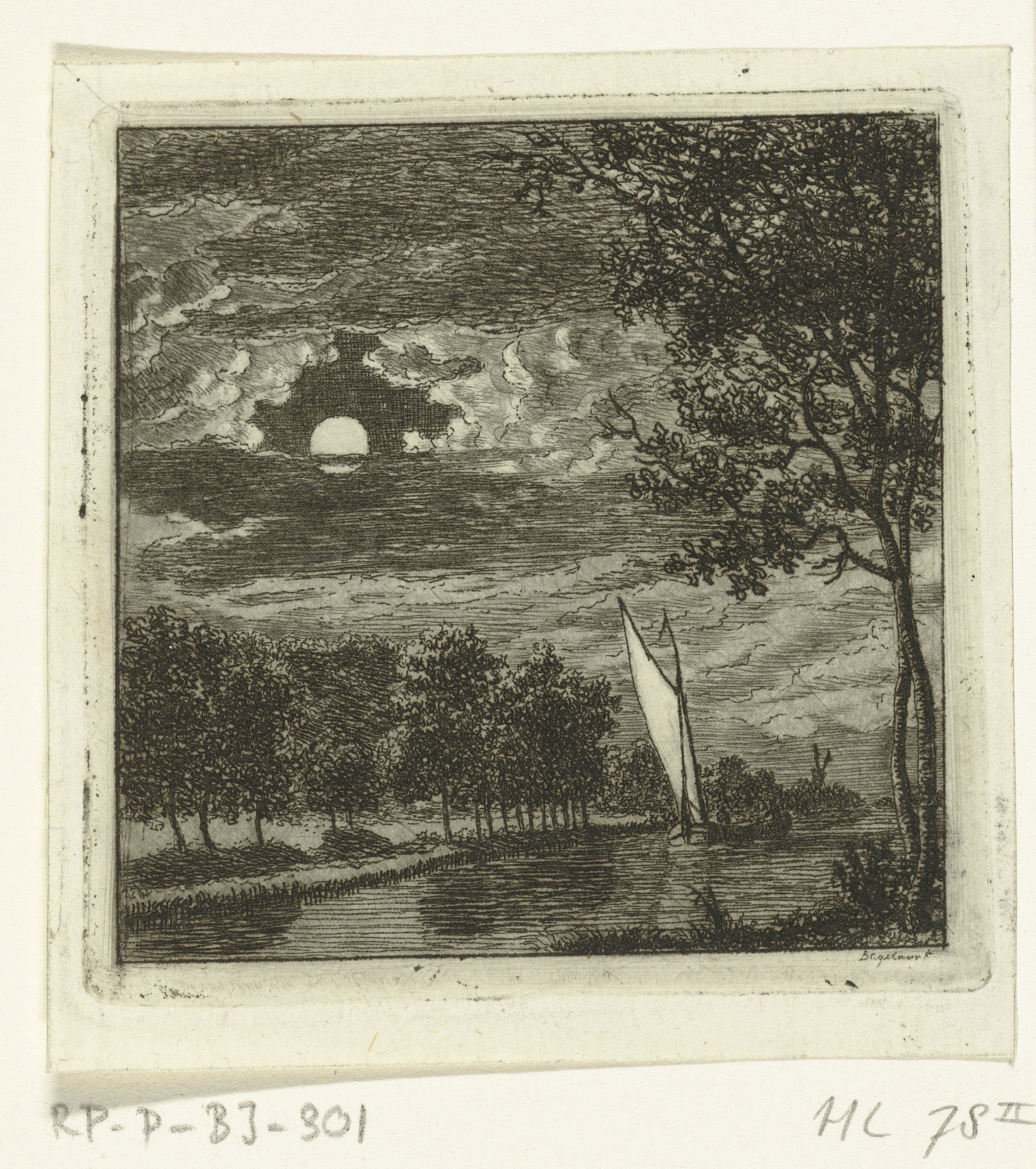 De Delftsevaart bij het molentje bij nacht