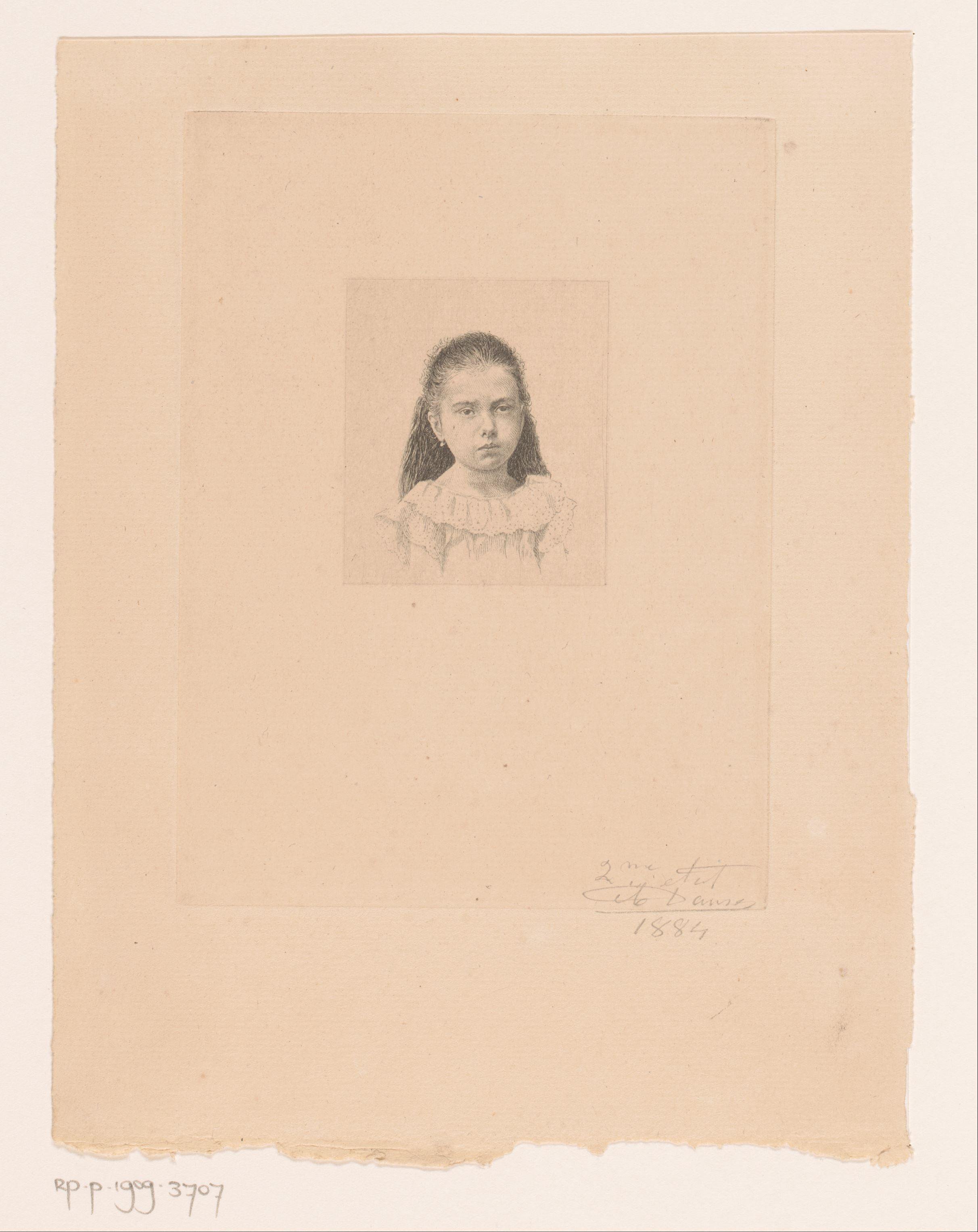 Portret van een onbekend meisje met loshangend haar