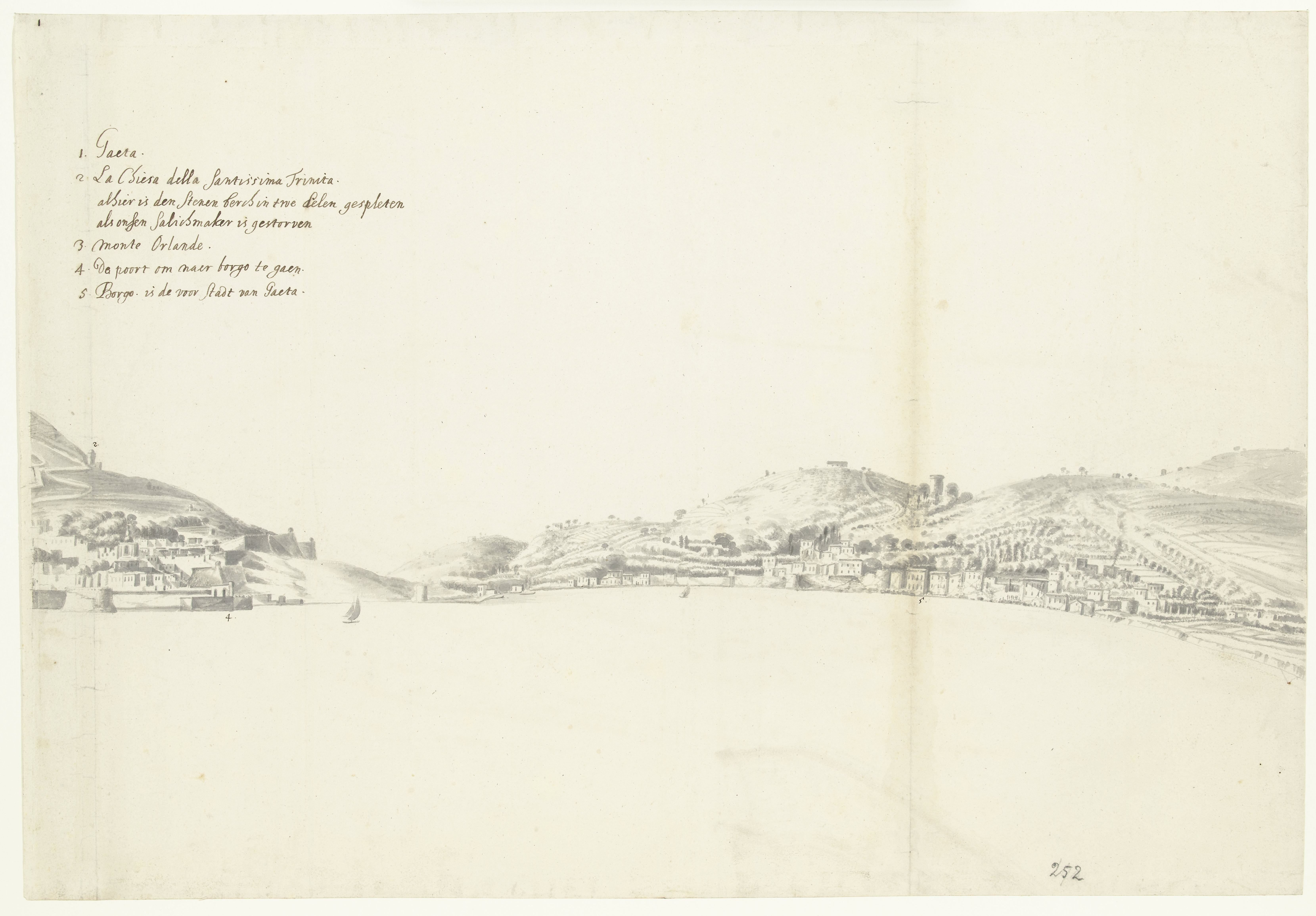 Gezicht op de Italiaanse stad Gaeta (rechterblad)