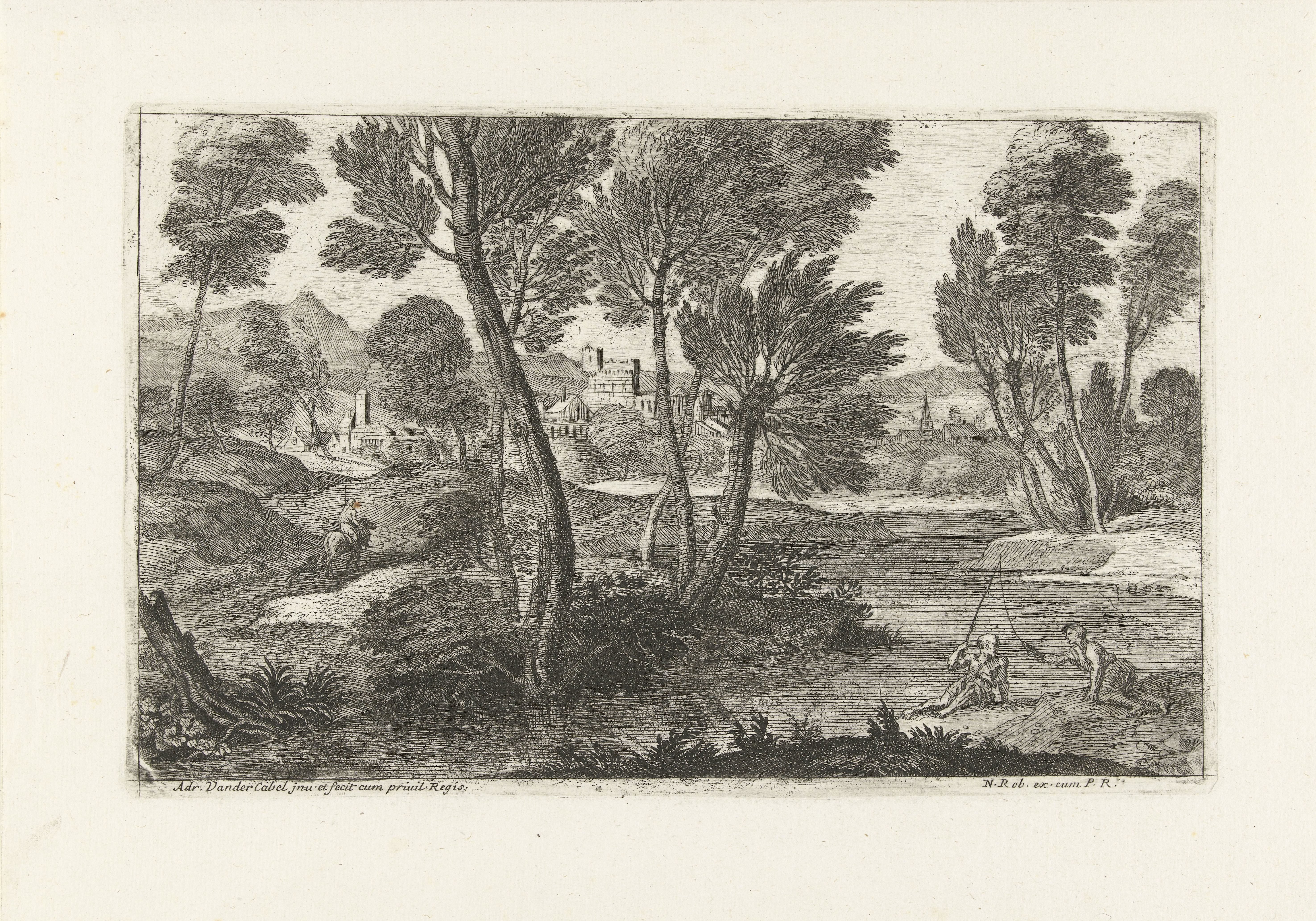 Landschap met twee vissers