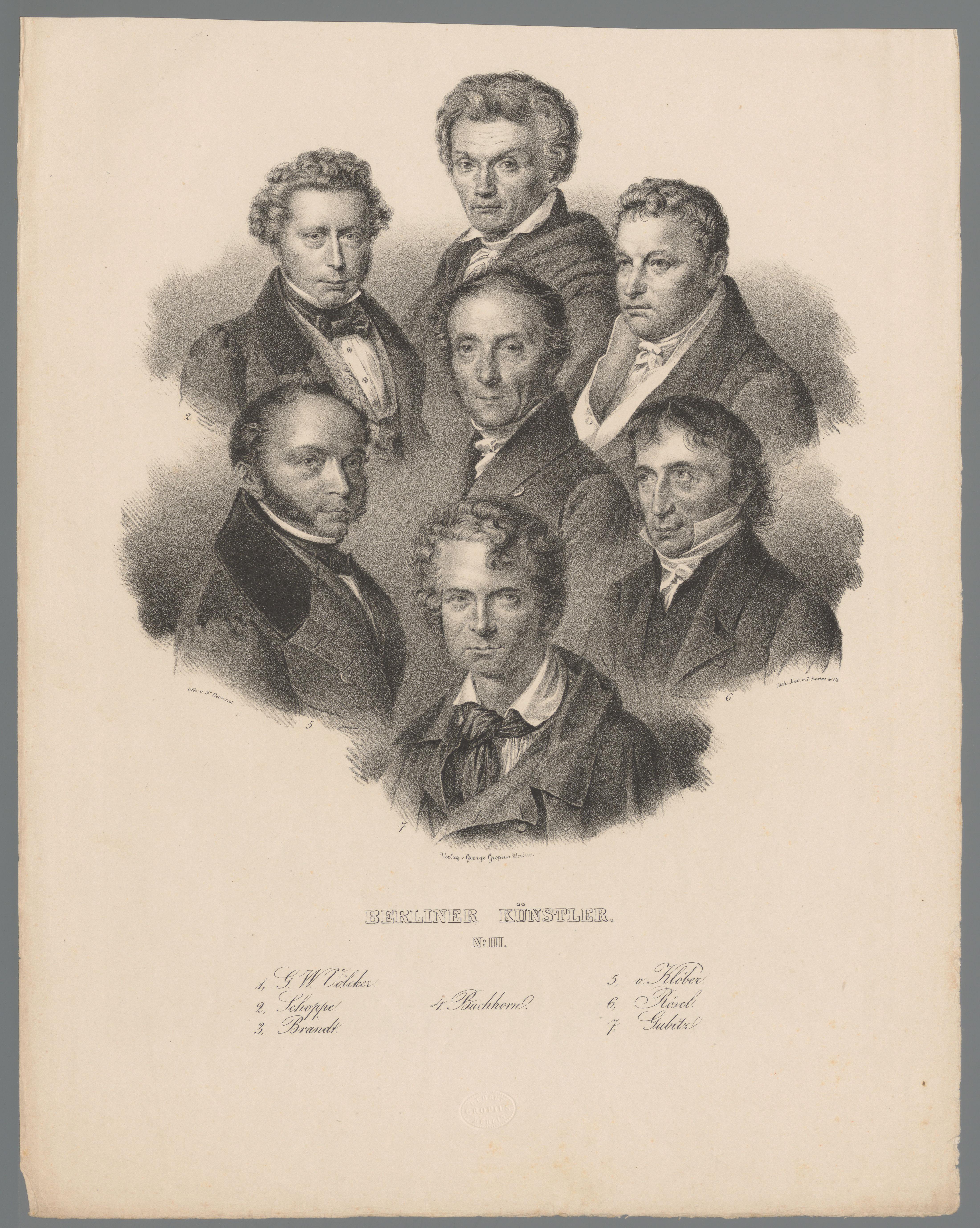 Portretten van zeven Berlijnse kunstenaars