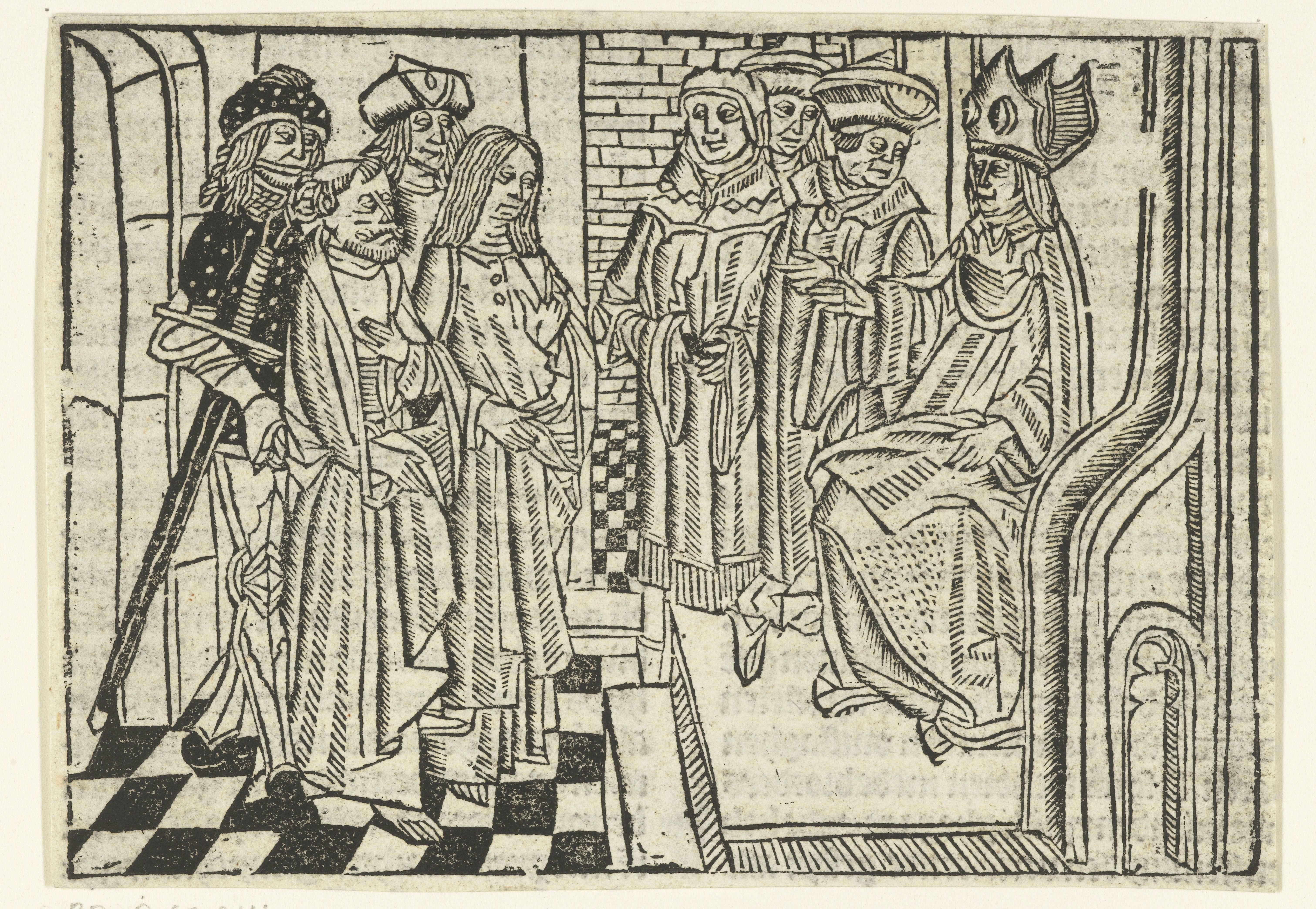 Petrus en Johannes de evangelist voor de hogepriester
