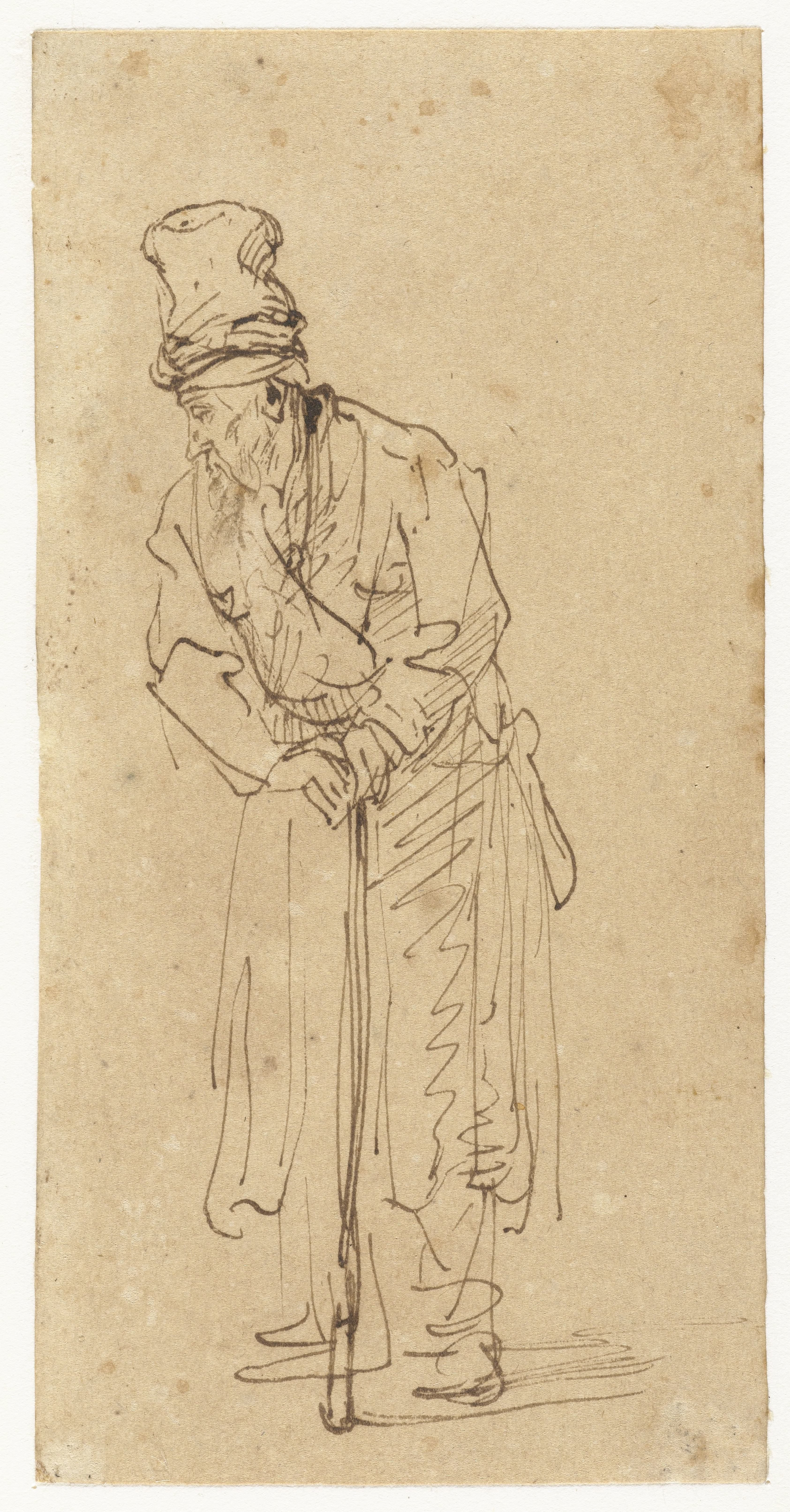 Old Man Leaning on a Stick