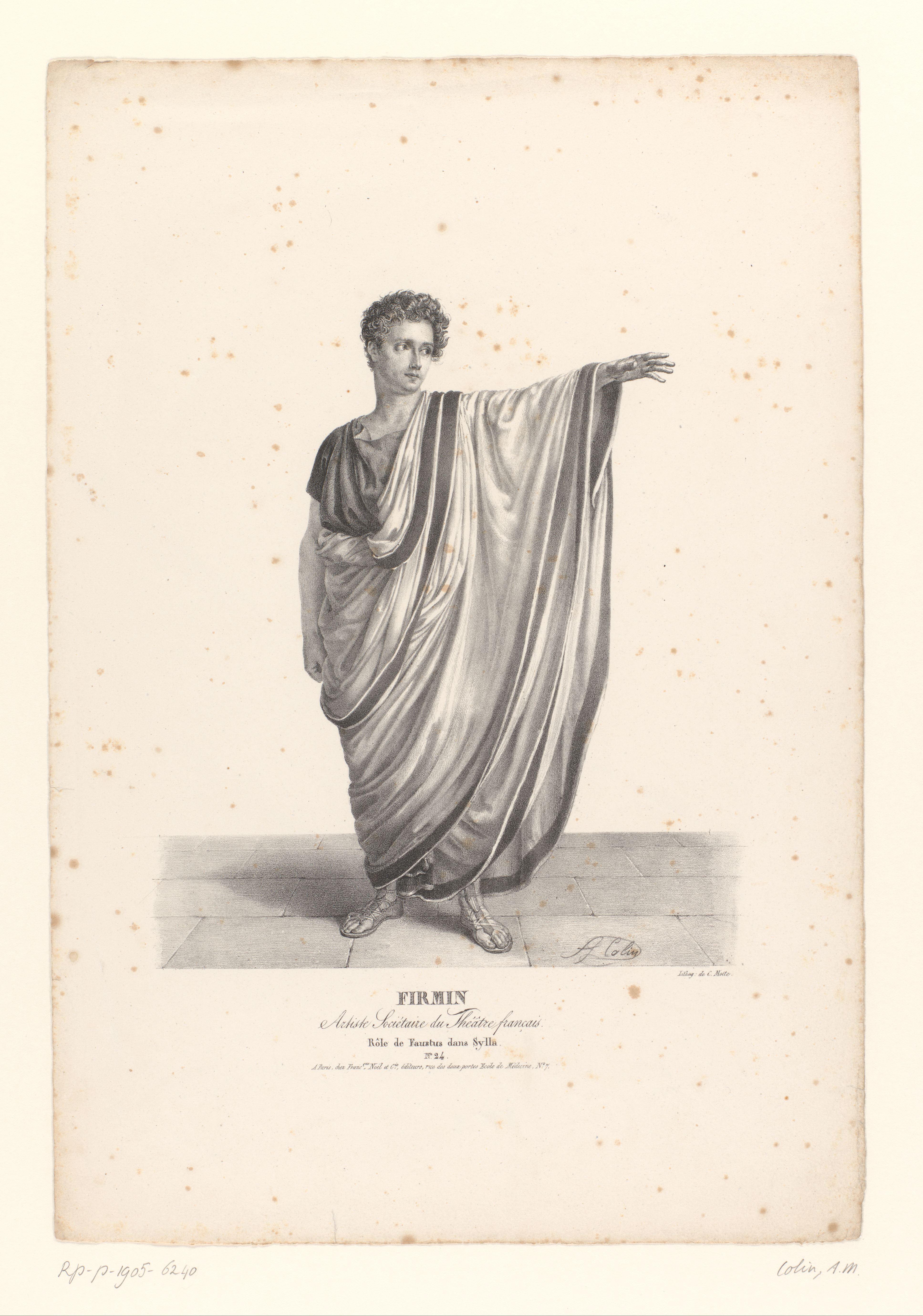 Portret van Firmin als Faustus Sylla in de tragedie Sylla