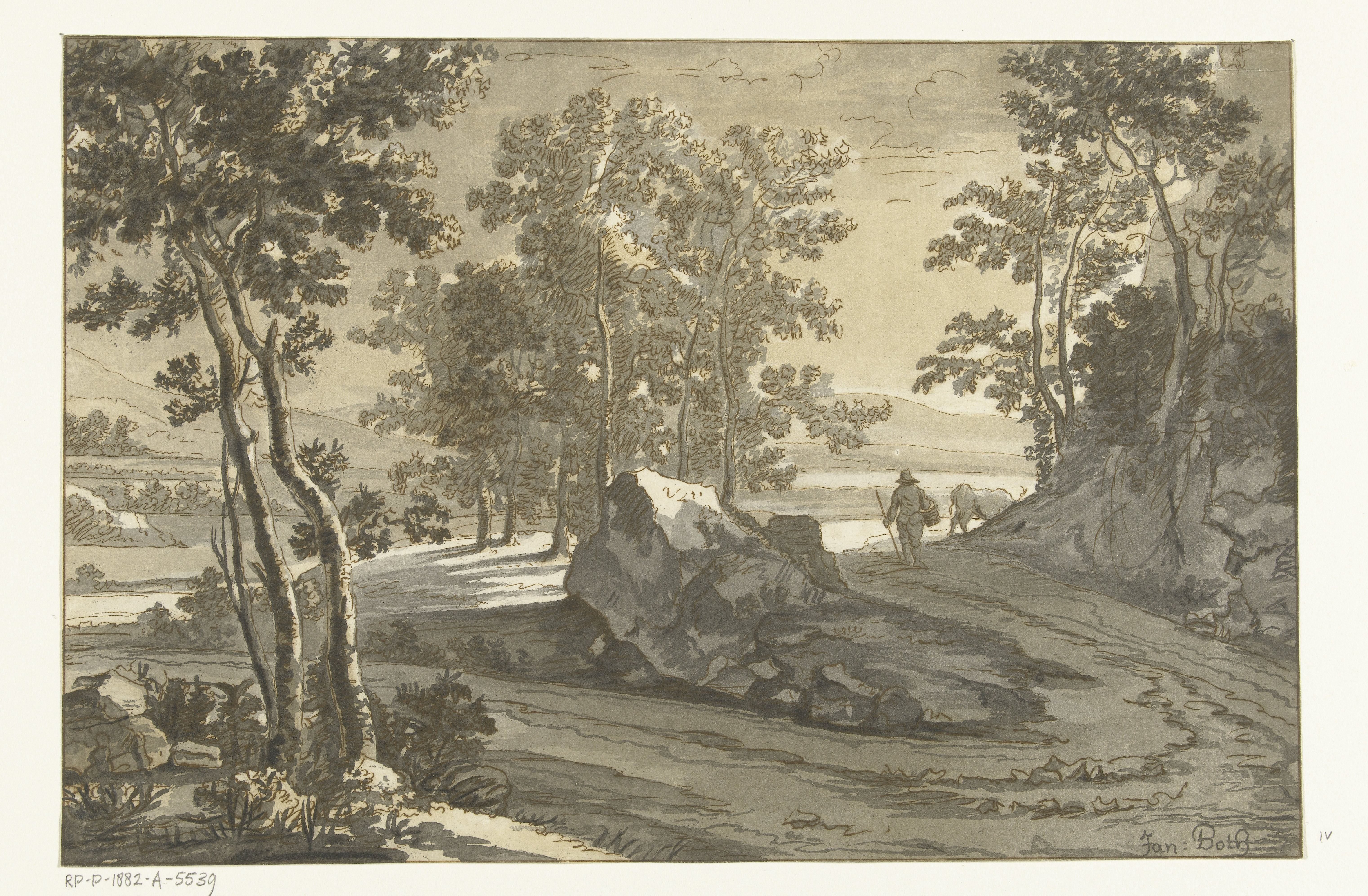 Boomrijk landschap met veedrijver