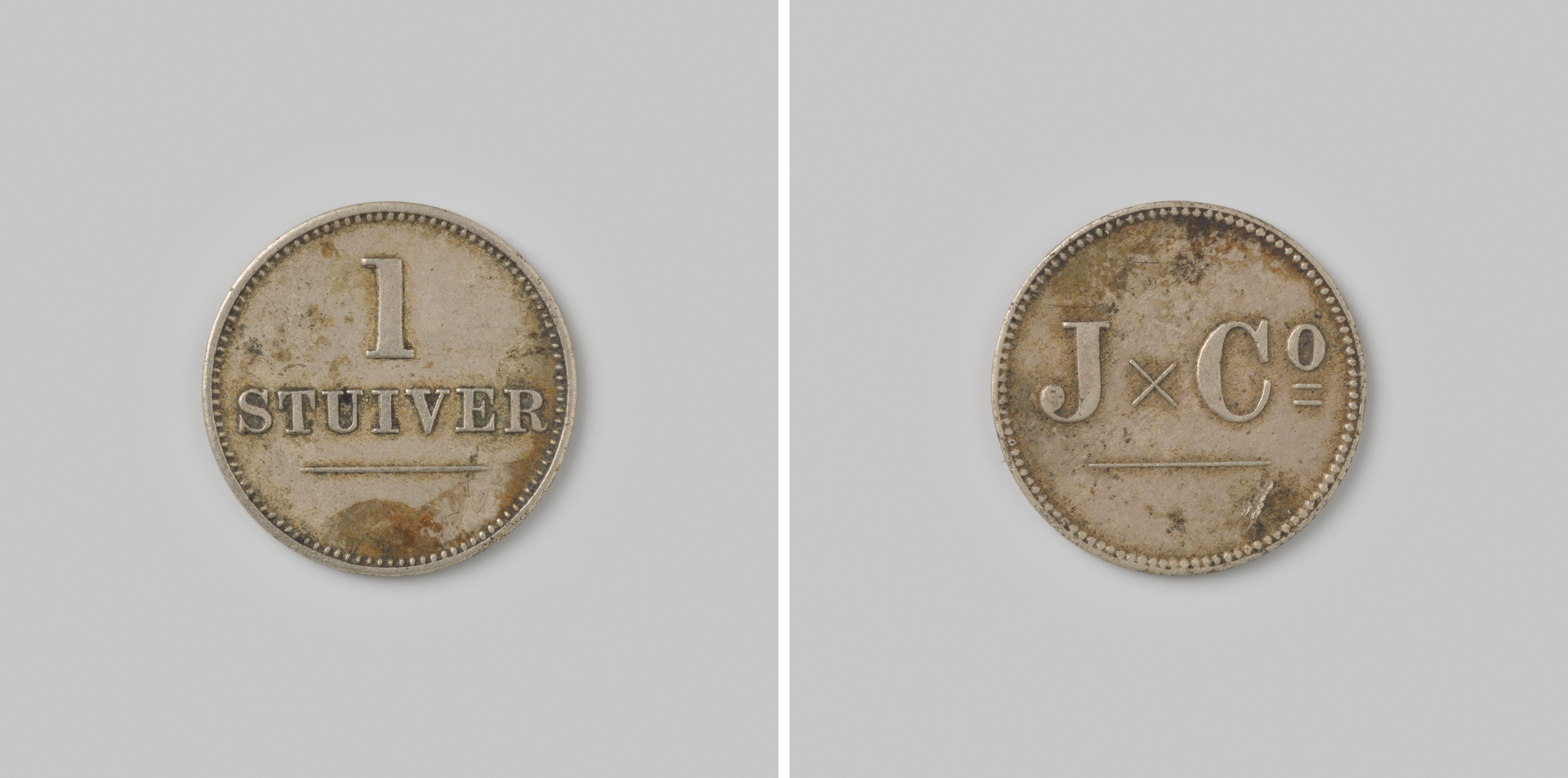 Particuliere stuiver uit Curacao van de firma Jesurun & Co., ca. 1880